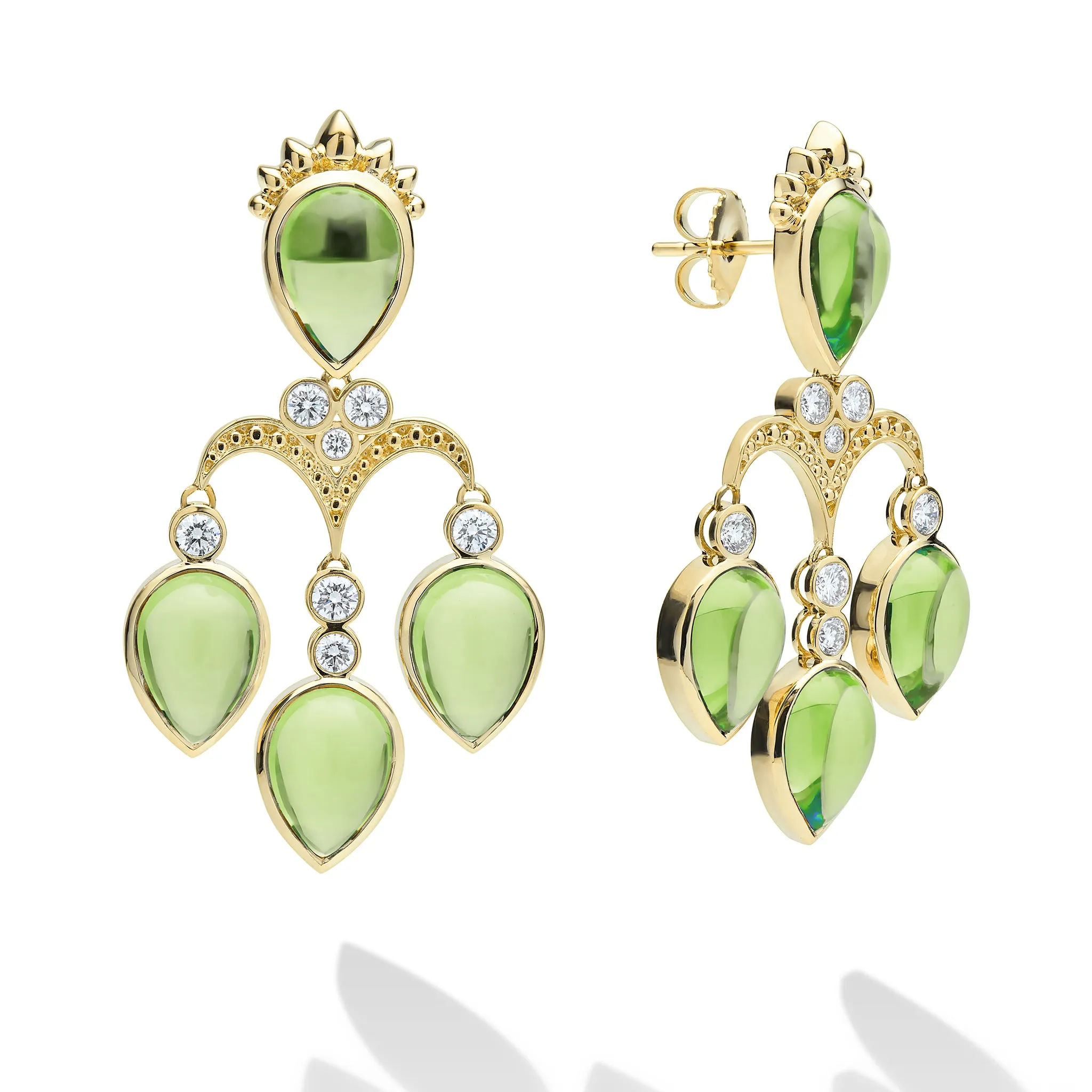 Studio 18K Gold Peridot & Diamond Drop Earrings sold by LAGOS