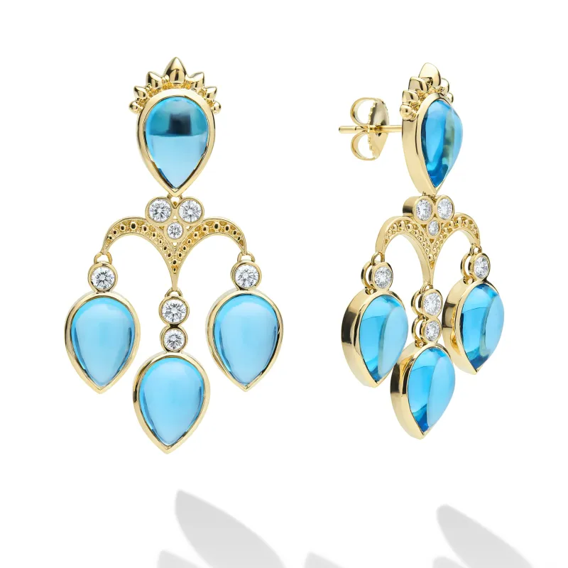 Studio 18K Gold Blue Topaz & Diamond Drop Earrings sold by LAGOS
