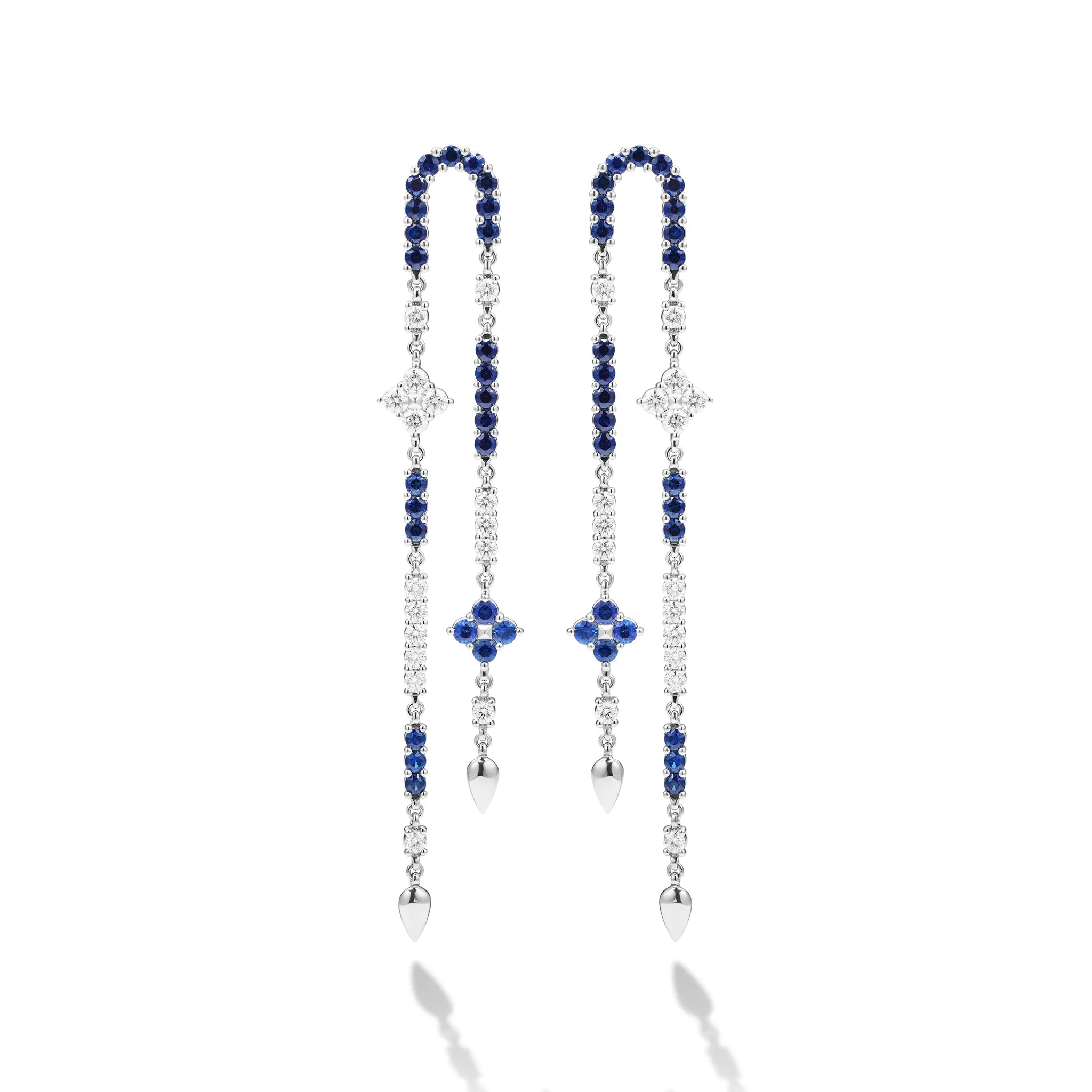 Studio 18K Diamond and Blue Sapphires Dangle Earrings sold by LAGOS product image thumbnail 2