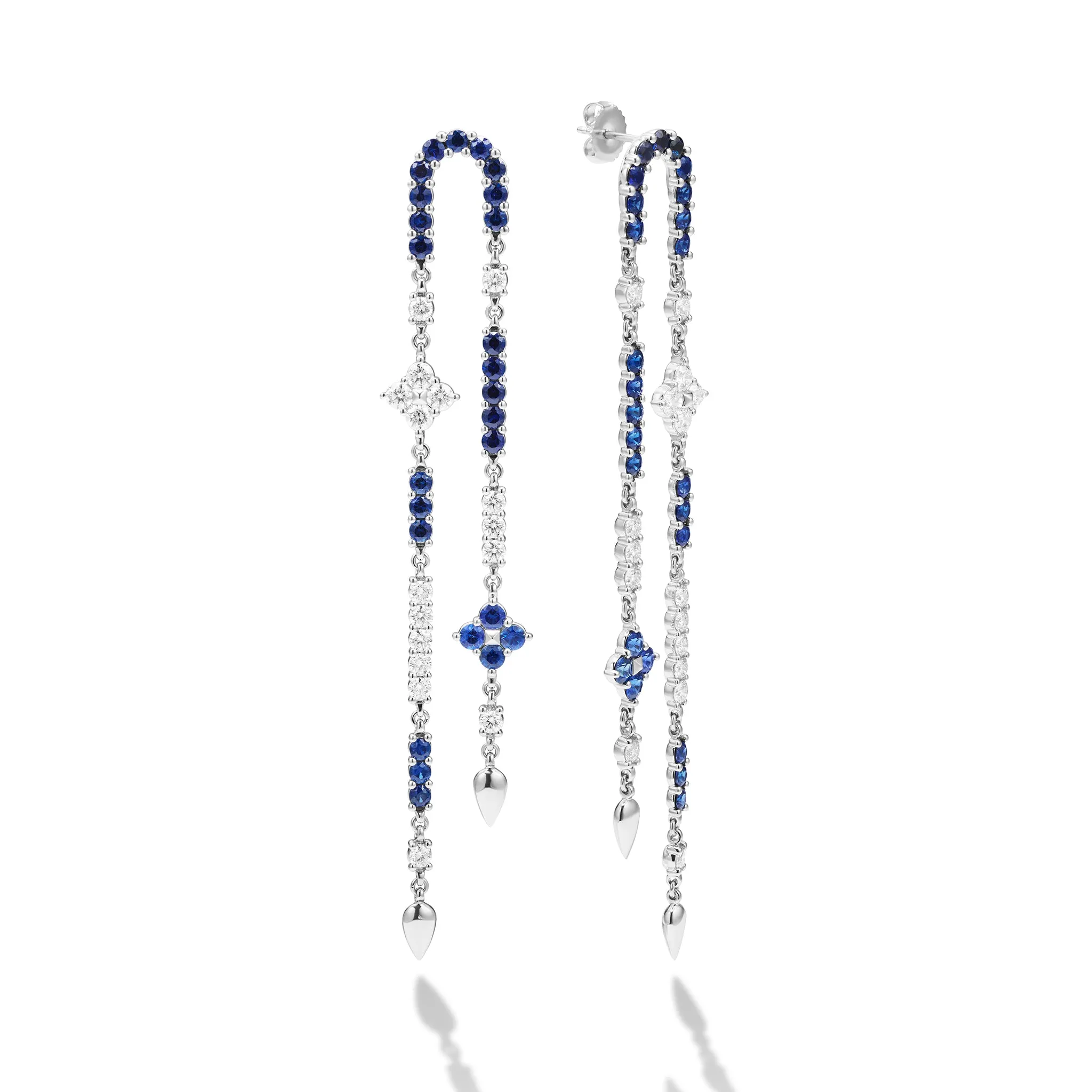Studio 18K Diamond and Blue Sapphires Dangle Earrings sold by LAGOS