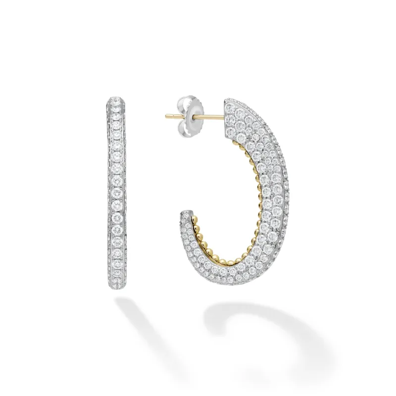 Studio White Gold Pavé Diamond Hoop Earrings sold by LAGOS