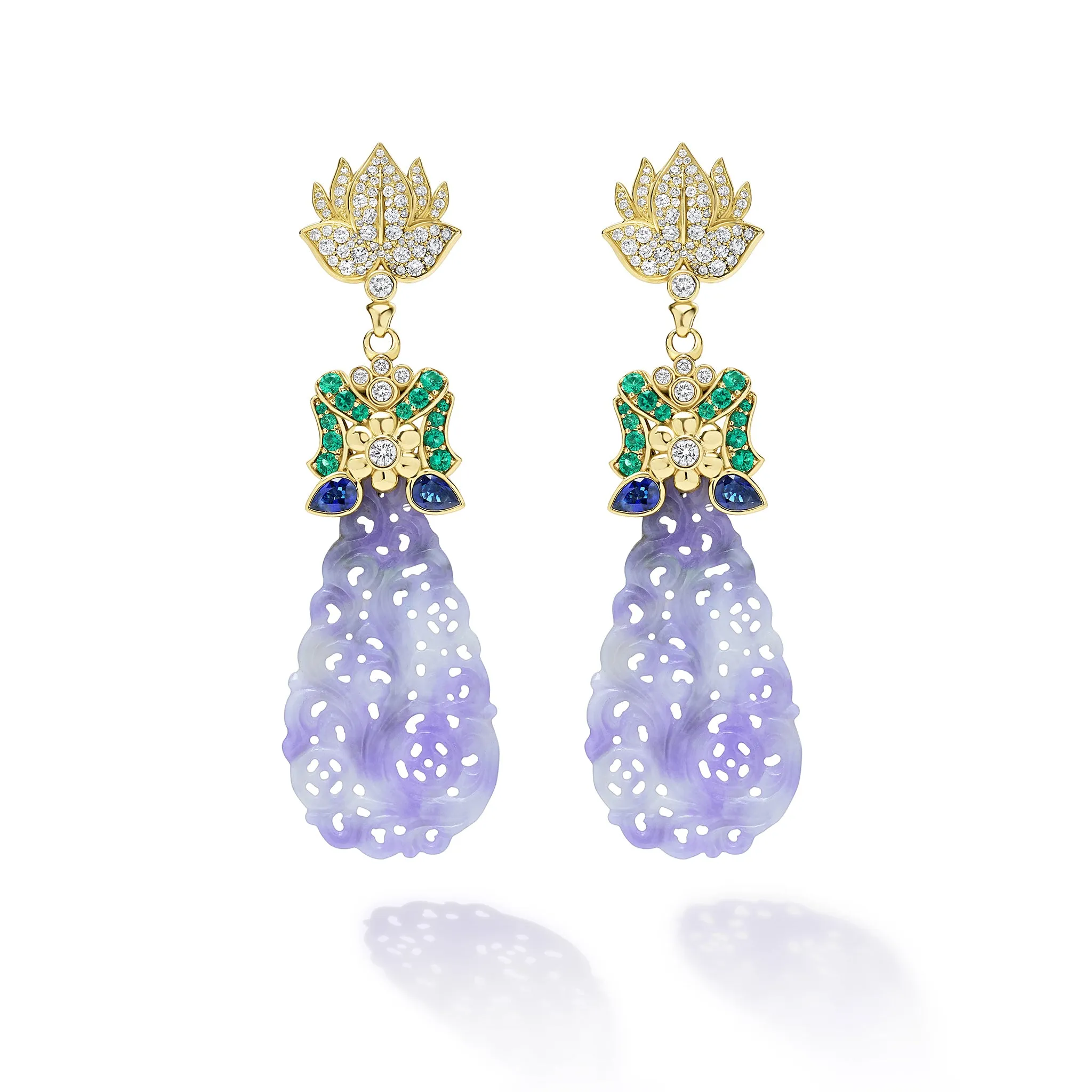 Studio 18K Diamond Lavender Jade Chandelier Earrings sold by LAGOS product image thumbnail 2
