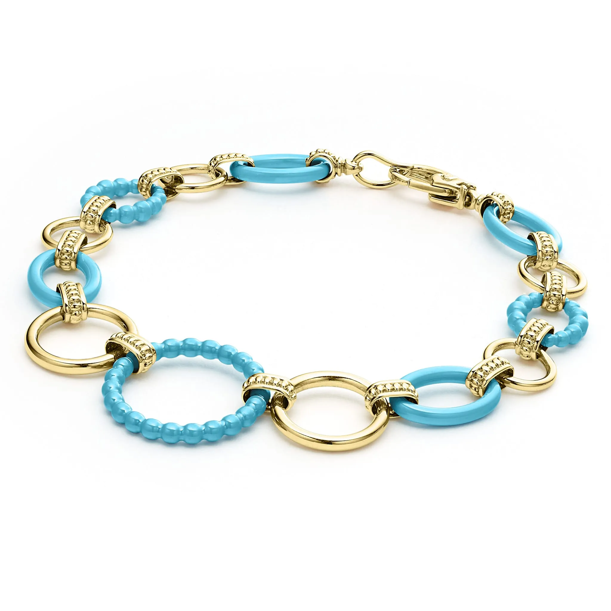 Meridian 18K Gold and Blue Ceramic Link Bracelet sold by LAGOS product image thumbnail 3
