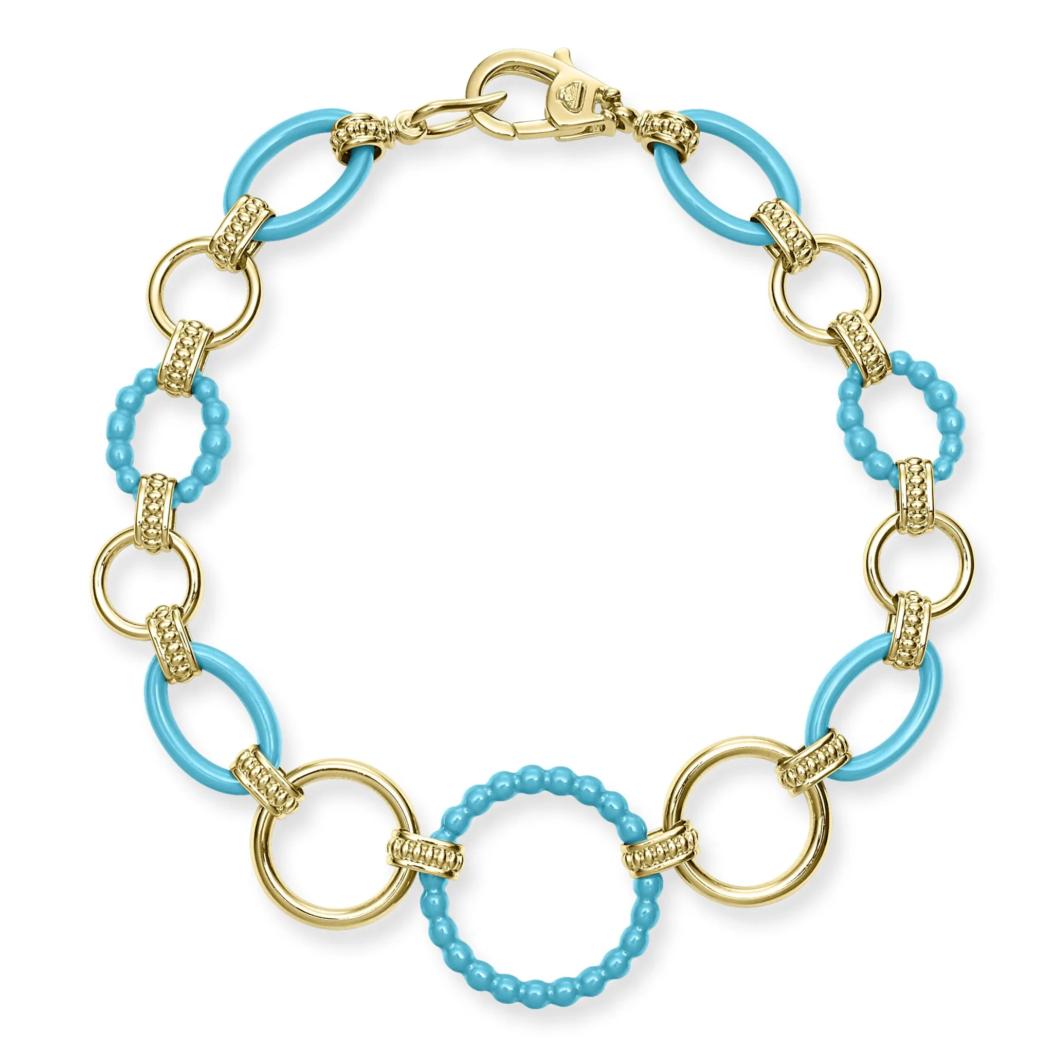 Meridian 18K Gold and Blue Ceramic Link Bracelet sold by LAGOS