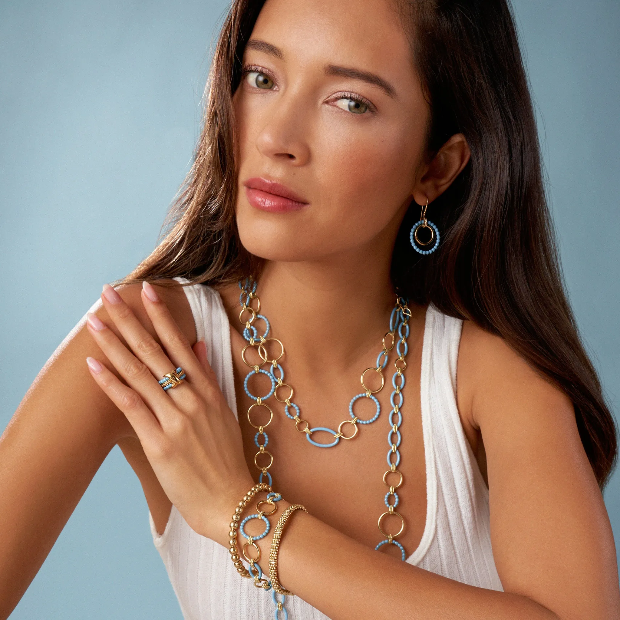 Meridian 18K Gold and Blue Ceramic Link Bracelet sold by LAGOS product image thumbnail 5