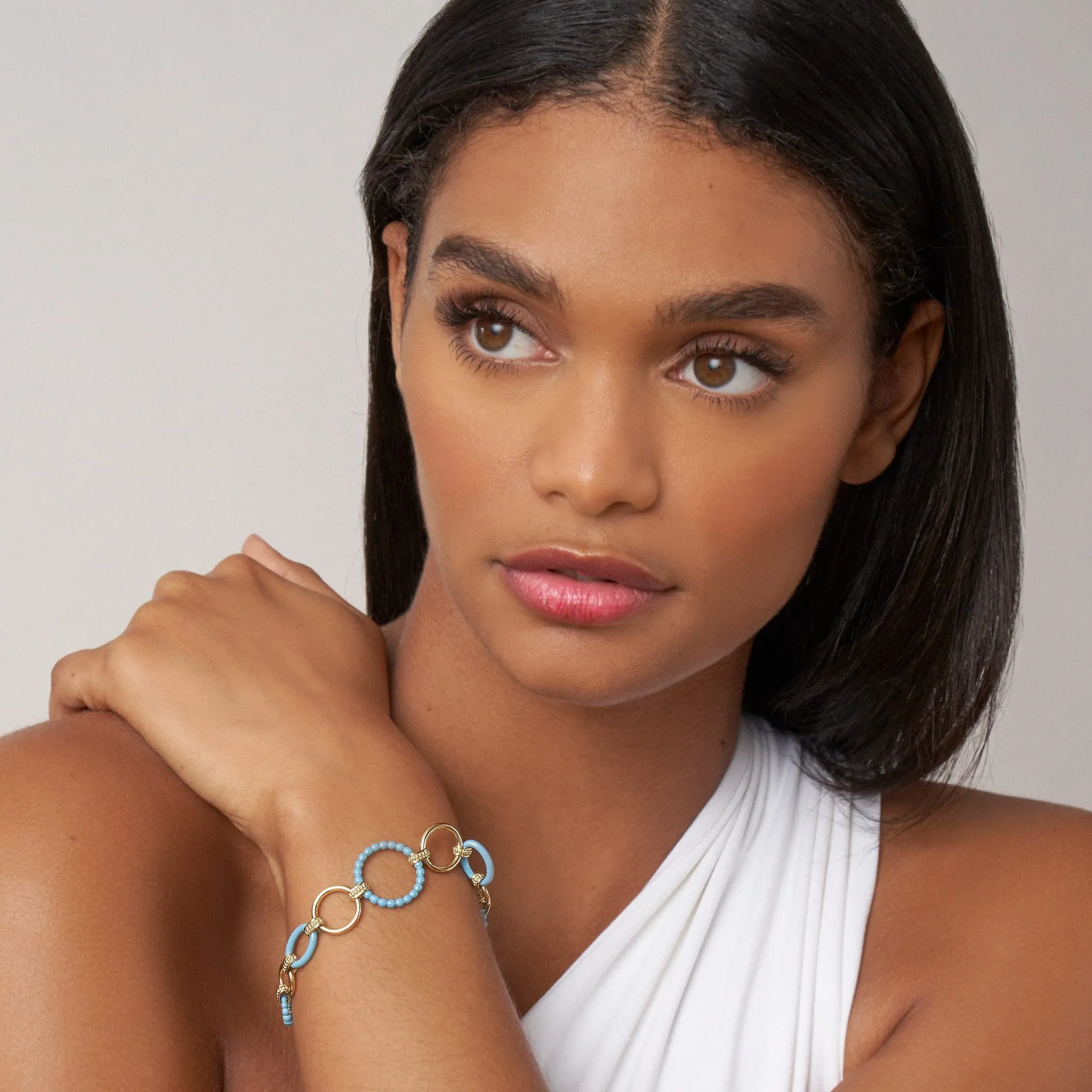 Meridian 18K Gold and Blue Ceramic Link Bracelet sold by LAGOS product image thumbnail 2