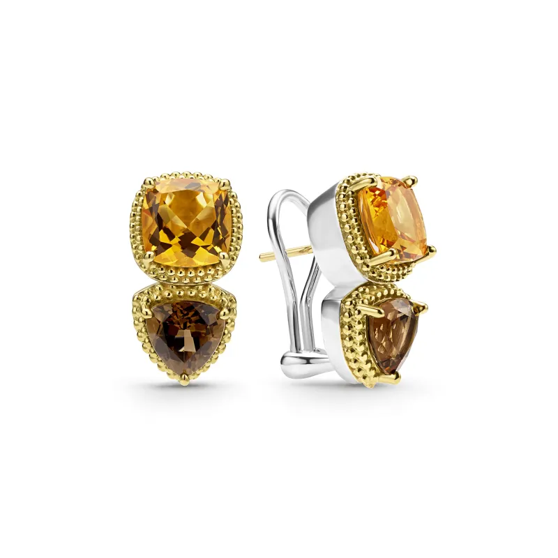 Studio 18K Smokey Quartz and Citrine Omega Clip Earrings sold by LAGOS