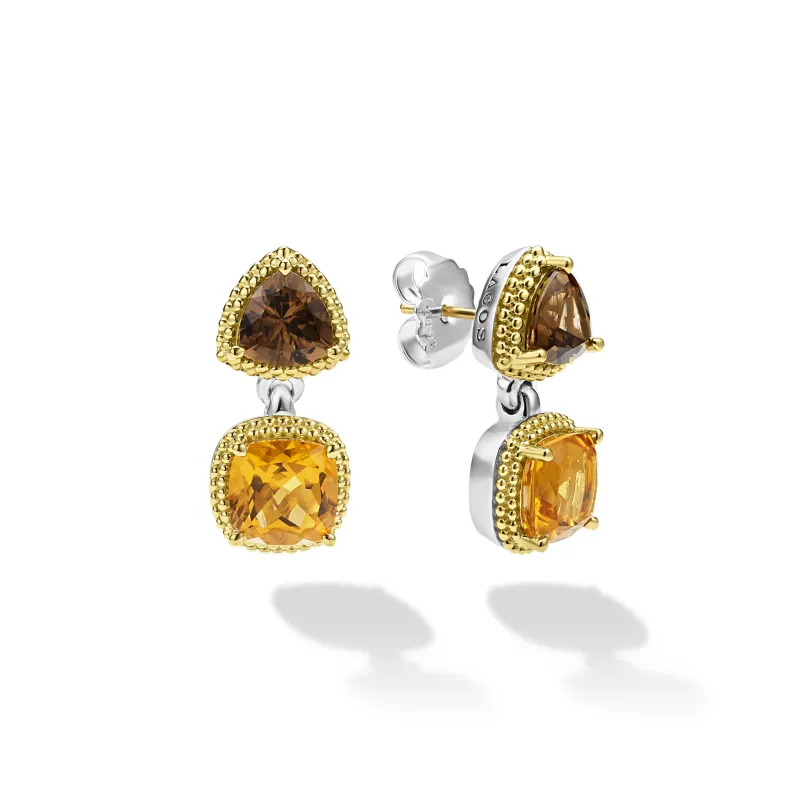 Studio 18K Gold Citrine & Smoky Quartz Drop Earrings sold by LAGOS