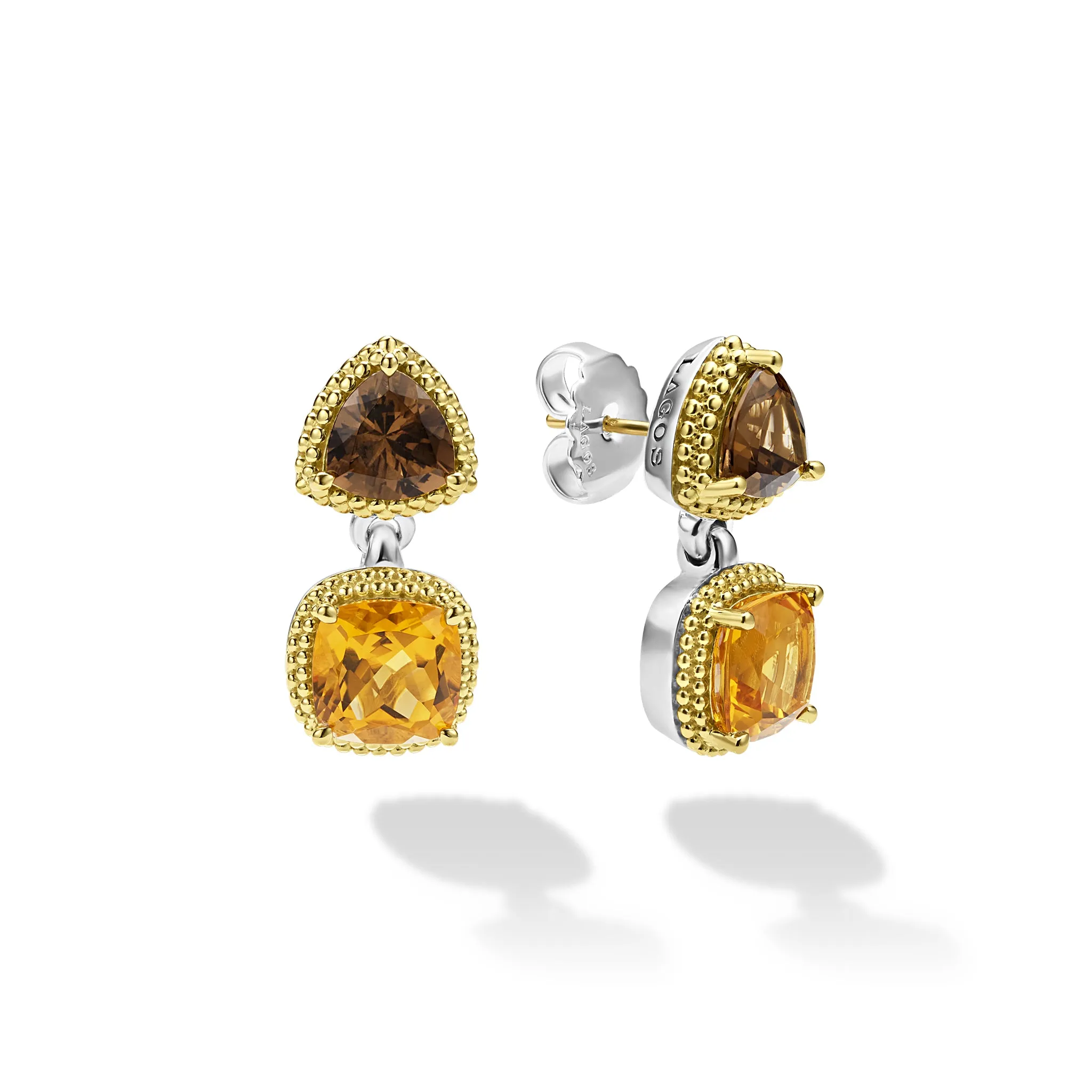 Studio 18K Gold Citrine & Smoky Quartz Drop Earrings sold by LAGOS