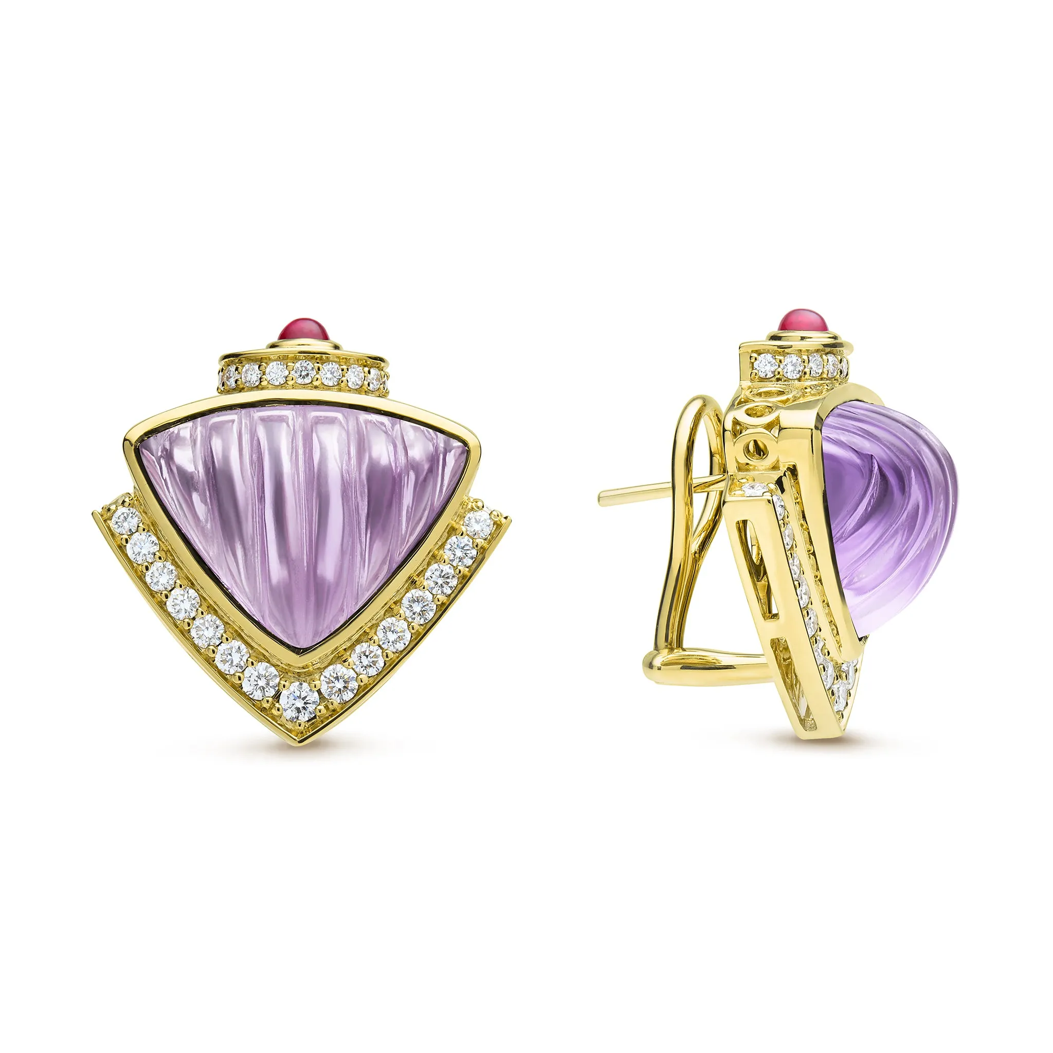 Studio 18K Amethyst and Diamond Earrings with Ruby Accents sold by LAGOS