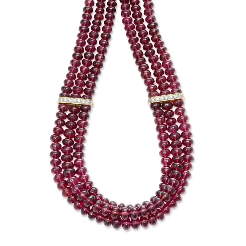 Caviar Gold 18K Rhodolite Garnet and Diamond Necklace sold by LAGOS