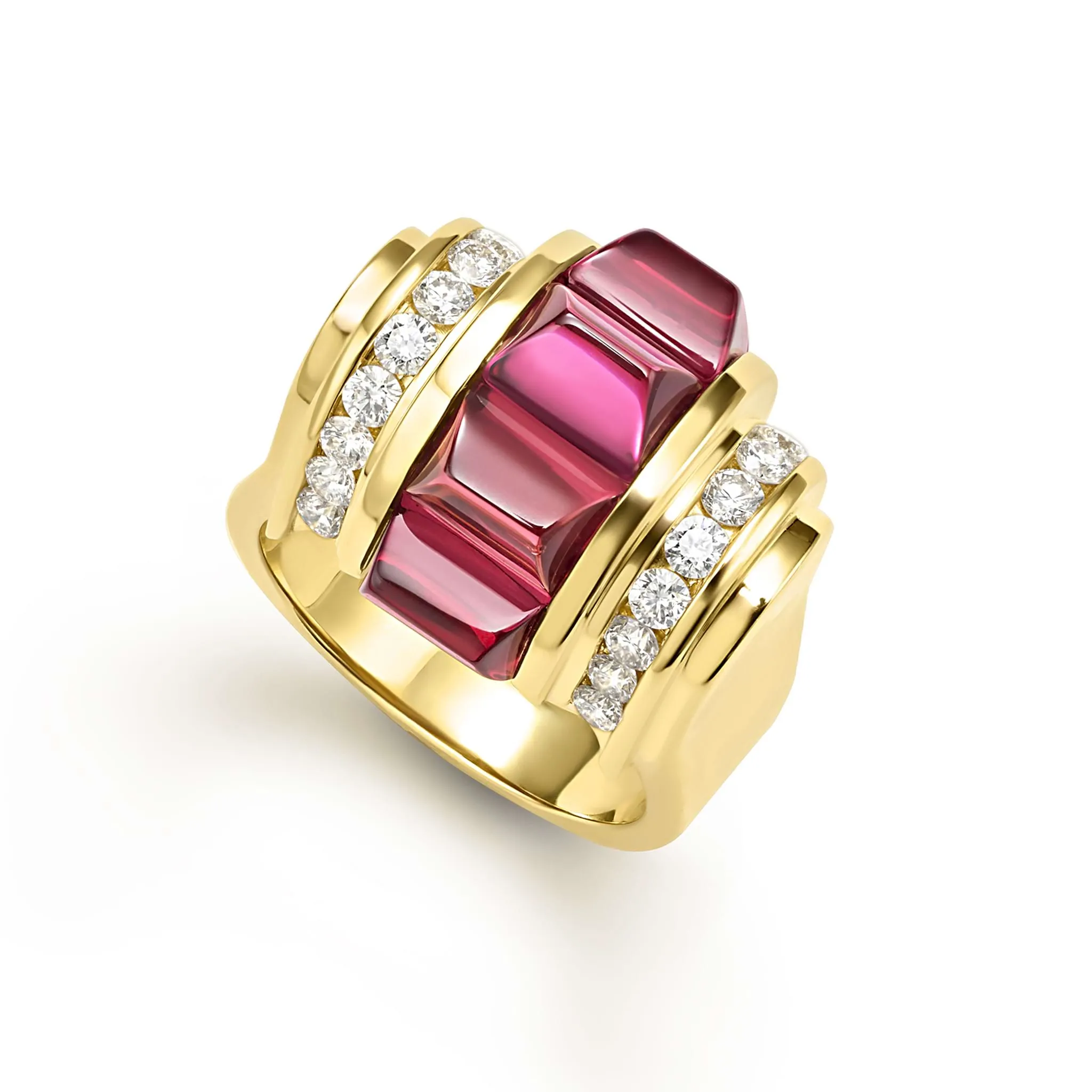 18K Gold Rhodolite and Diamond Ring sold by LAGOS