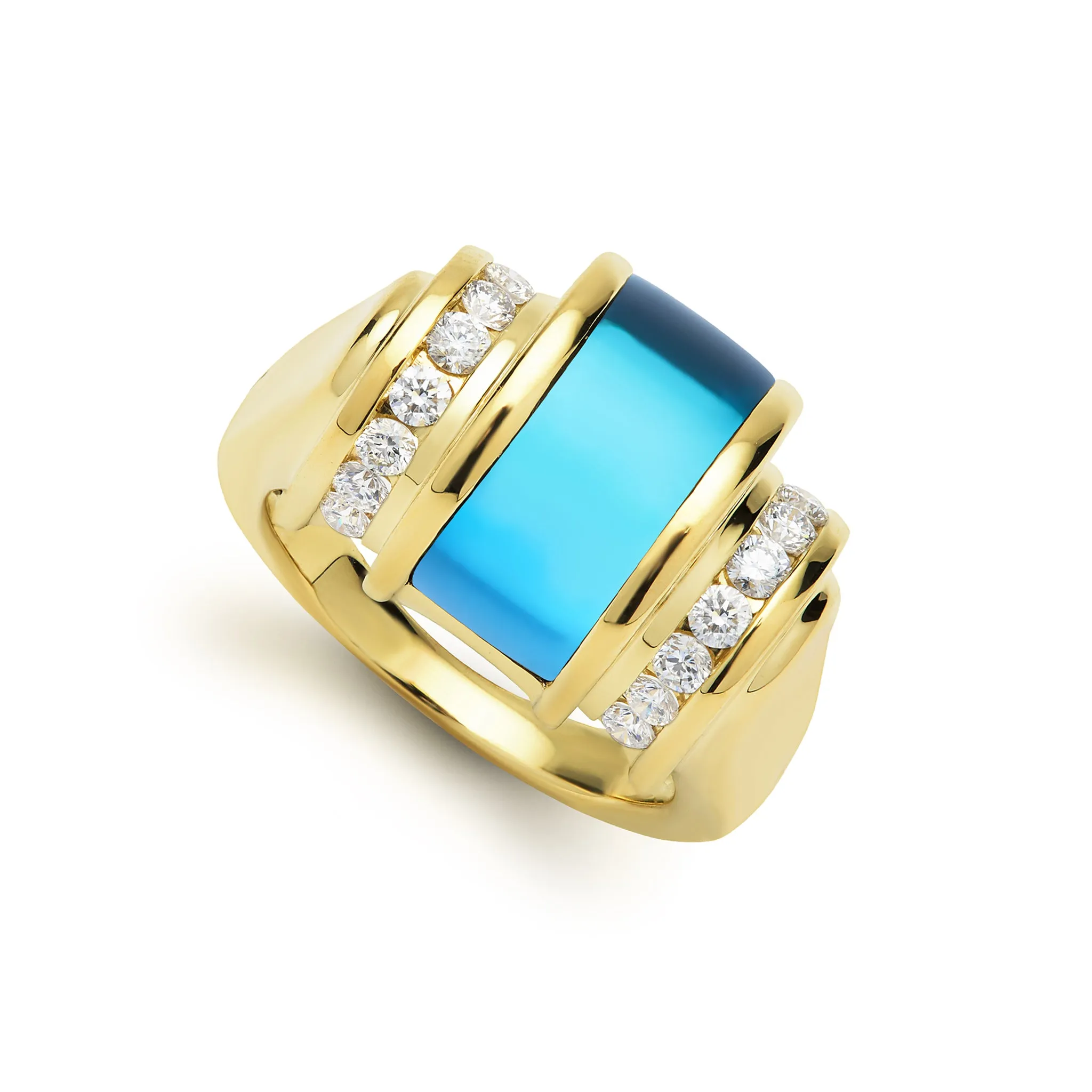 18K Blue Topaz and Diamond Ring sold by LAGOS