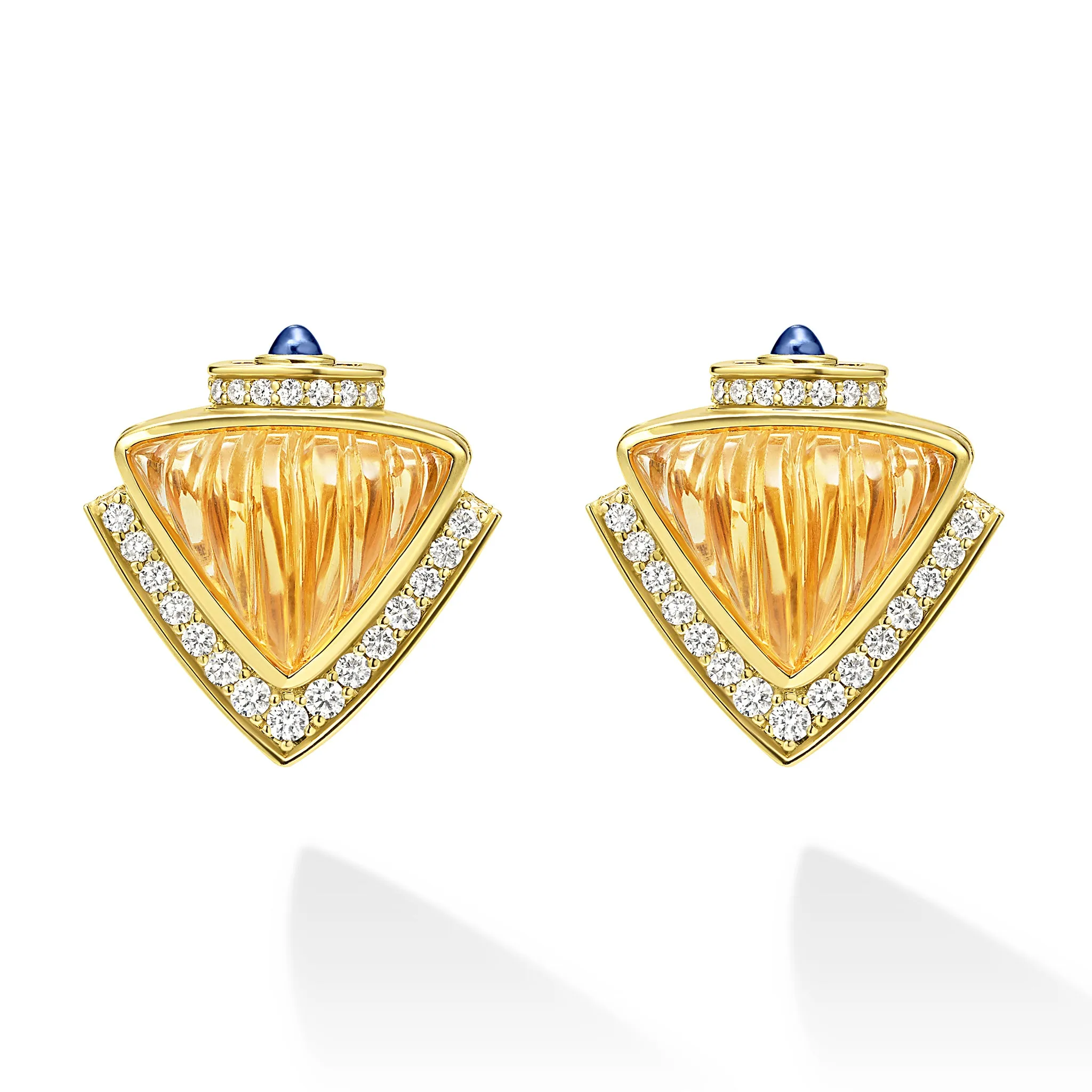 Studio 18K Citrine and Diamond Omega Clip Earrings sold by LAGOS product image thumbnail 2