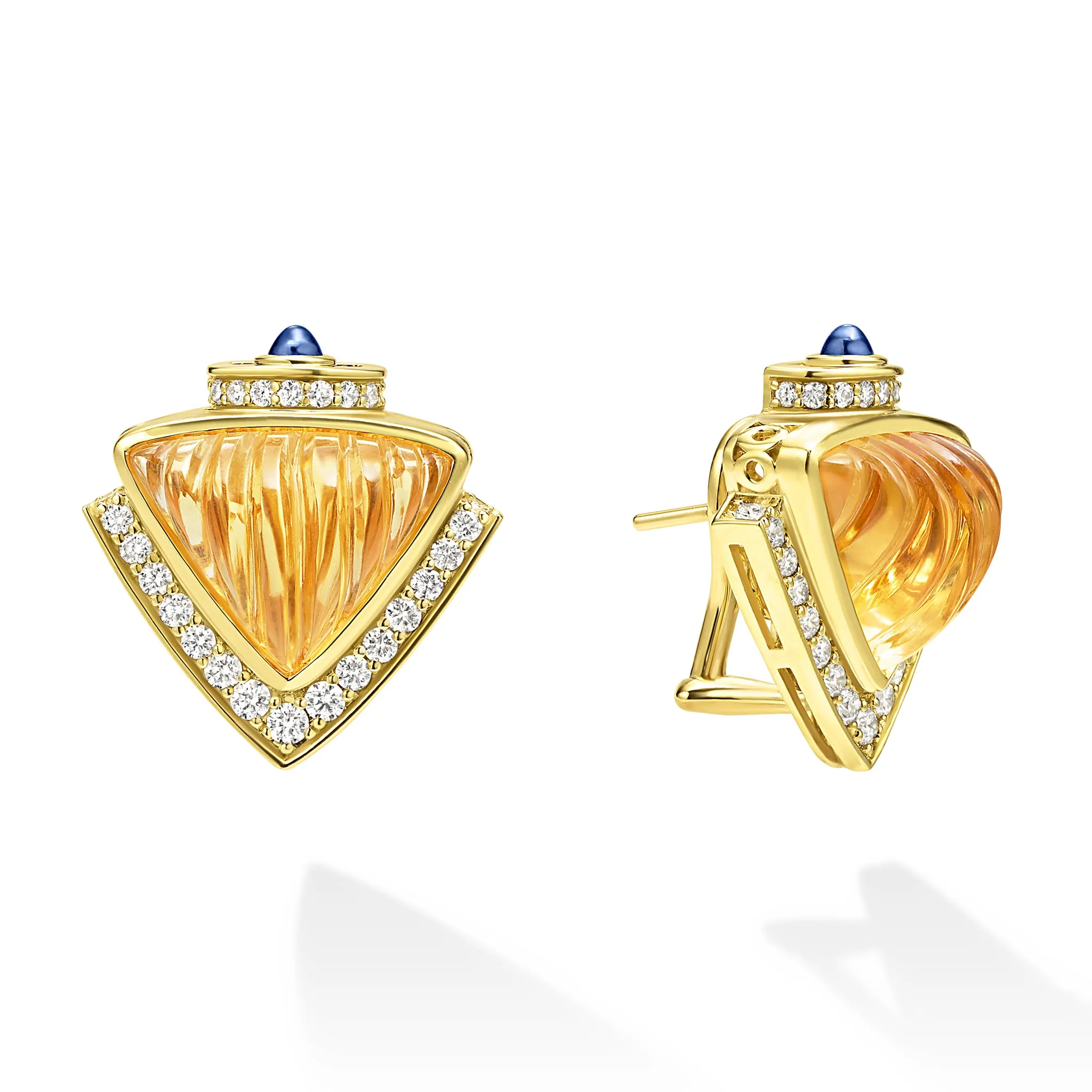 Studio 18K Citrine and Diamond Omega Clip Earrings sold by LAGOS