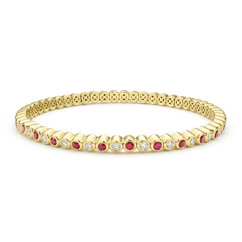 18K Bezel-Set Ruby and Diamond Tennis Bracelet sold by LAGOS
