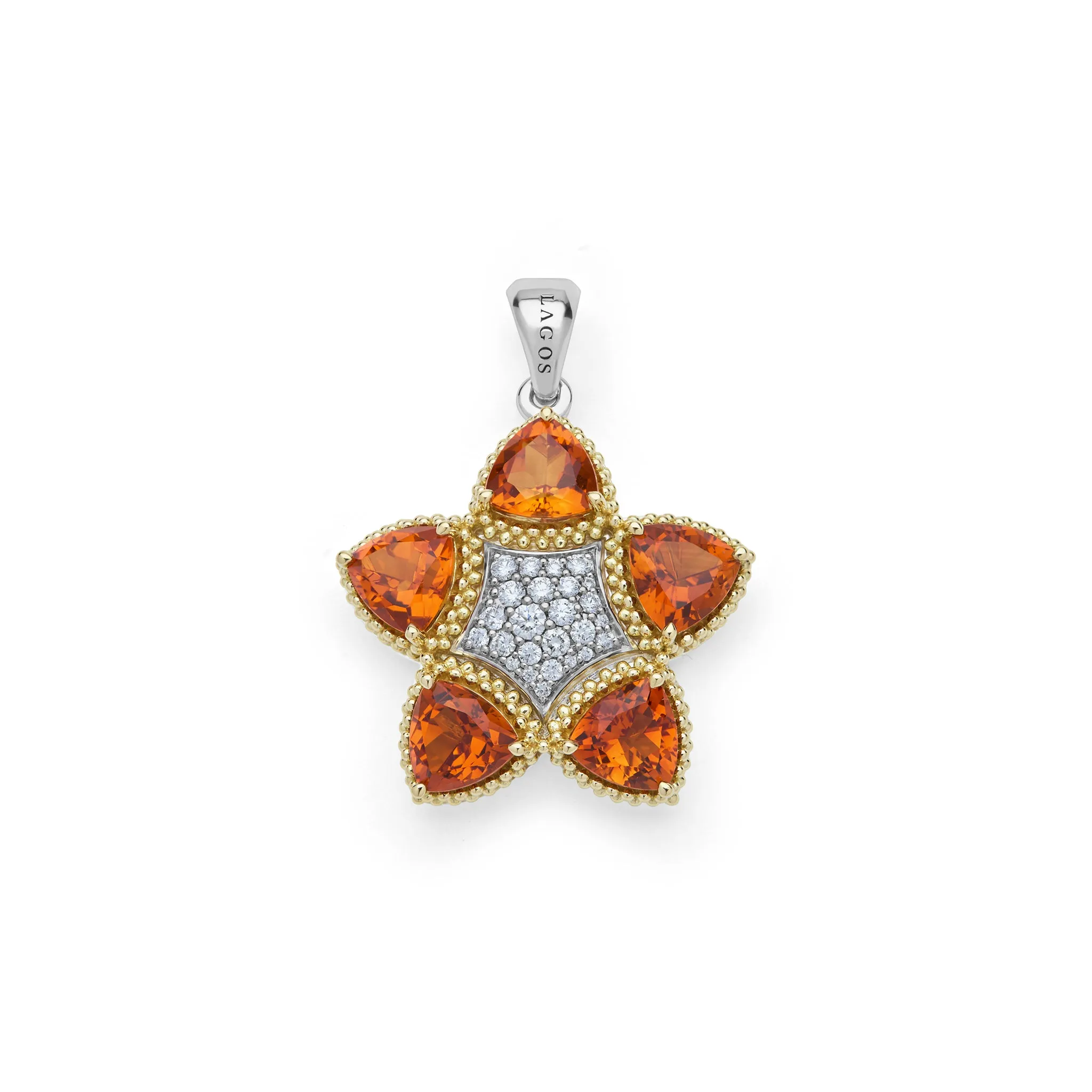Studio Two-Tone Maderia Citrine and Diamond Pendant sold by LAGOS