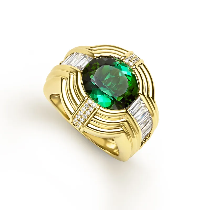 Studio 18K Green Tourmaline and Diamond Ring sold by LAGOS