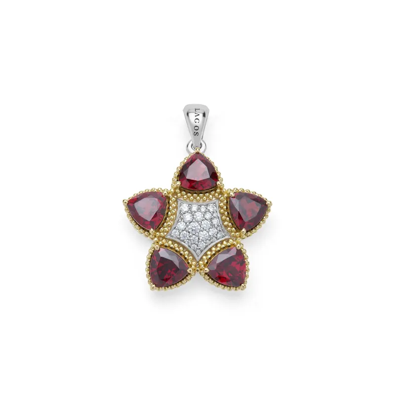 Studio Two-Tone Garnet and Diamond Pendant sold by LAGOS