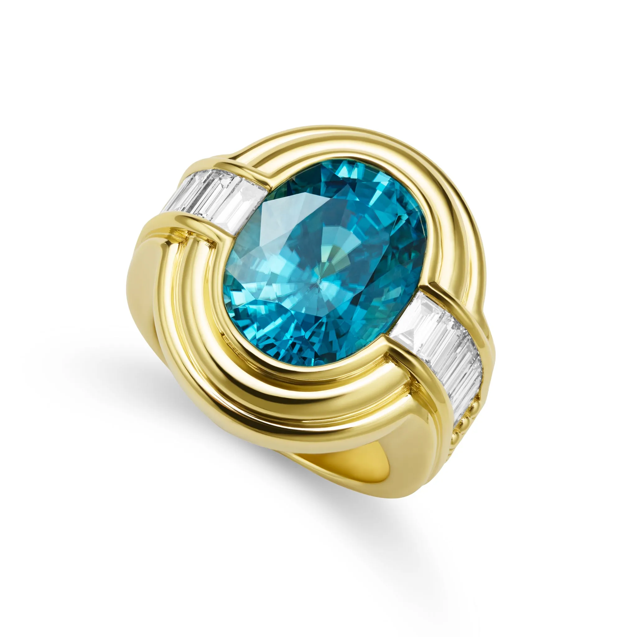 Studio 18K Blue Zircon with Diamond Baguette Ring sold by LAGOS