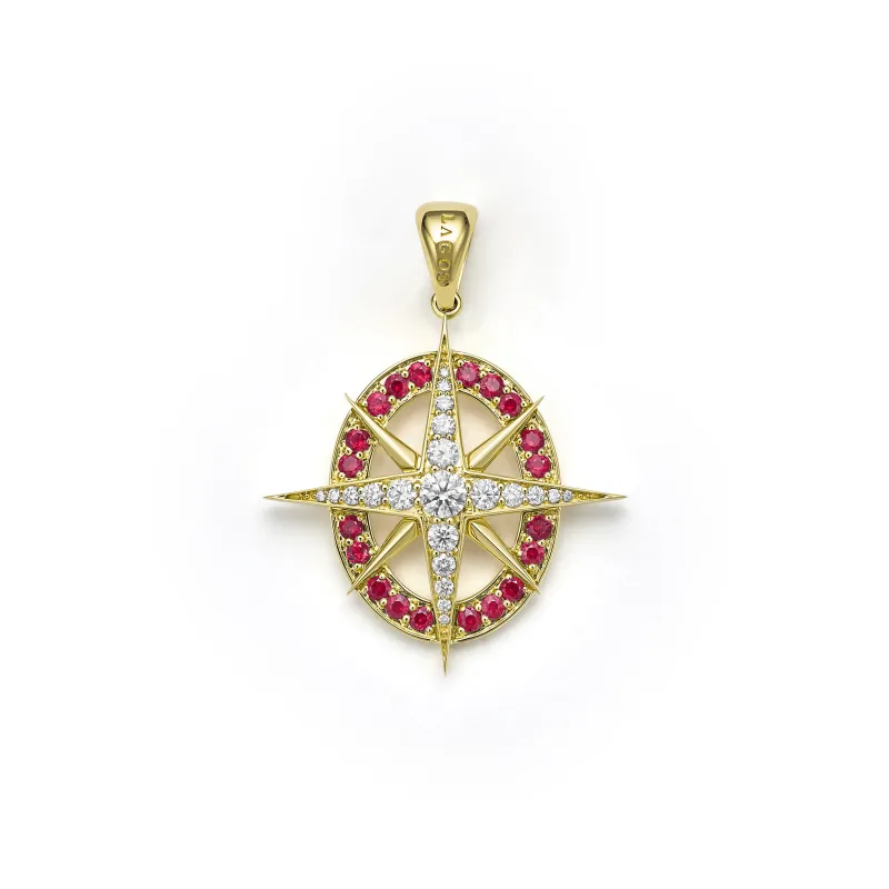 Studio 18K North Star Diamond Ruby Pendant sold by LAGOS