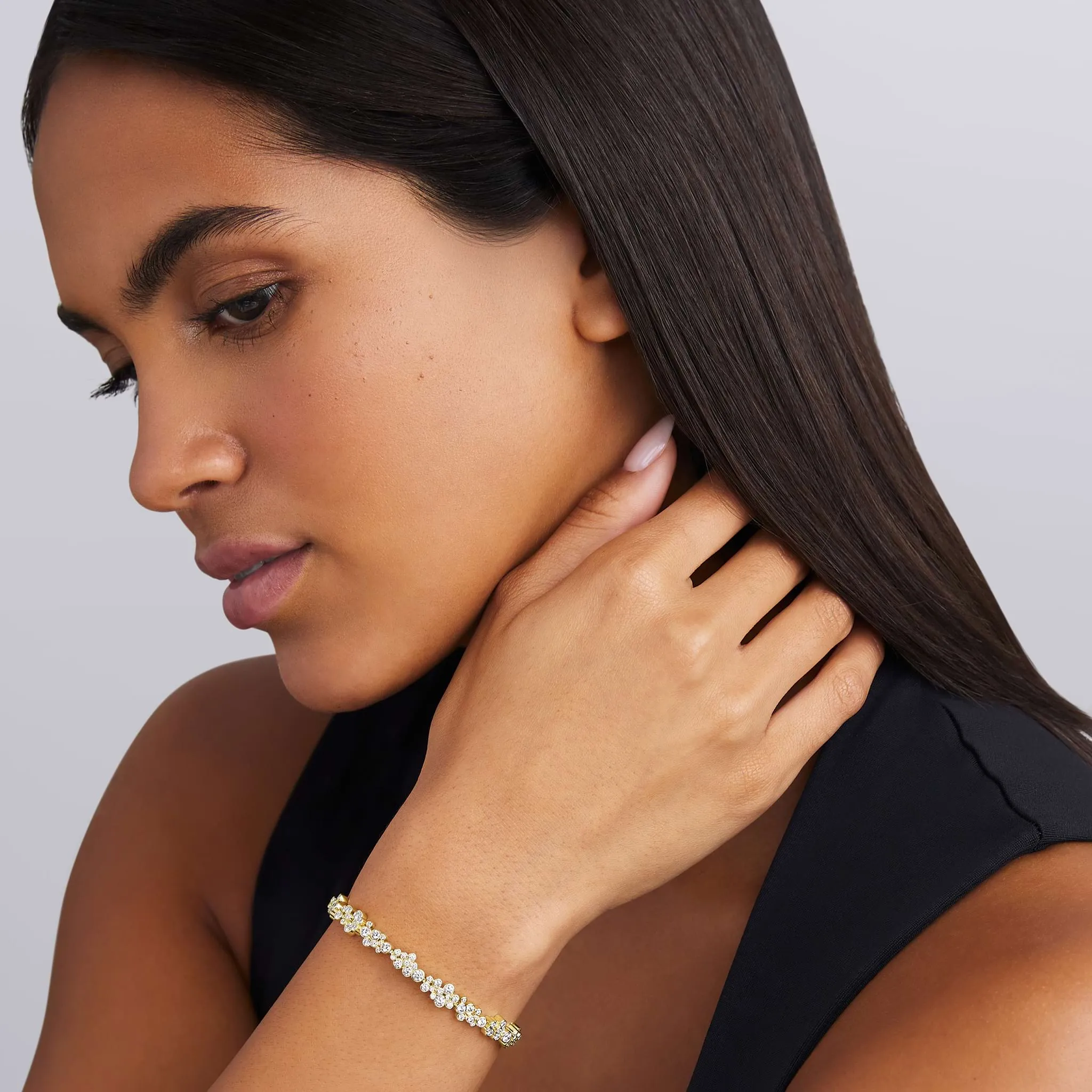 18K Gold Cluster Diamond Tennis Bracelet (Studio) sold by LAGOS product image thumbnail 2