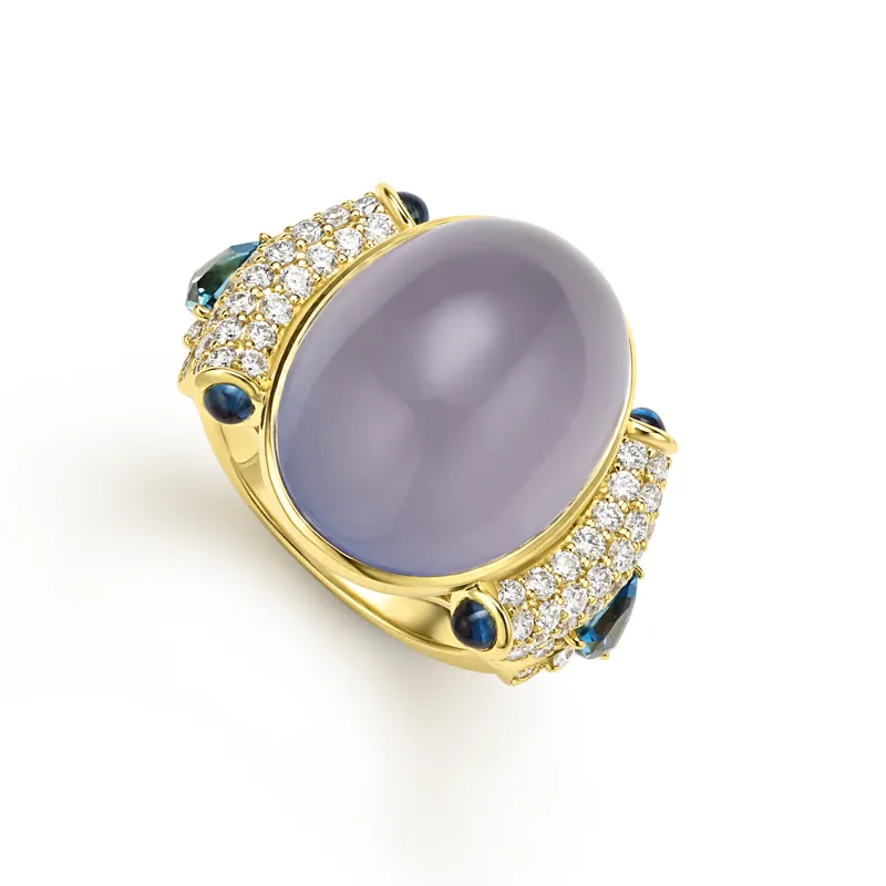 Studio 18K Blue Chalcedony & Diamond Sapphire Ring sold by LAGOS