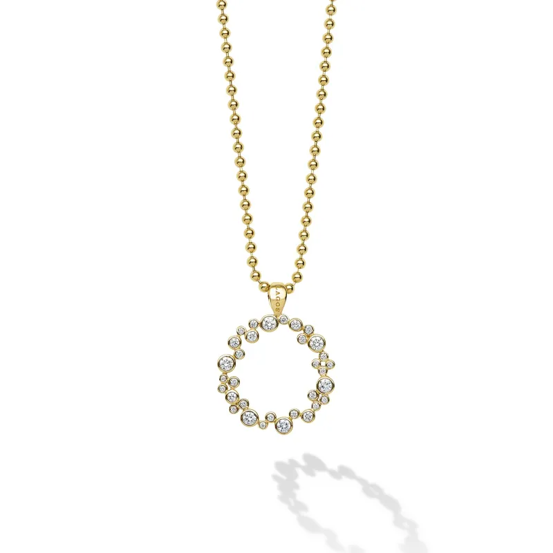 18K Gold Diamond Small Circle Pendant Necklace (Studio) sold by LAGOS