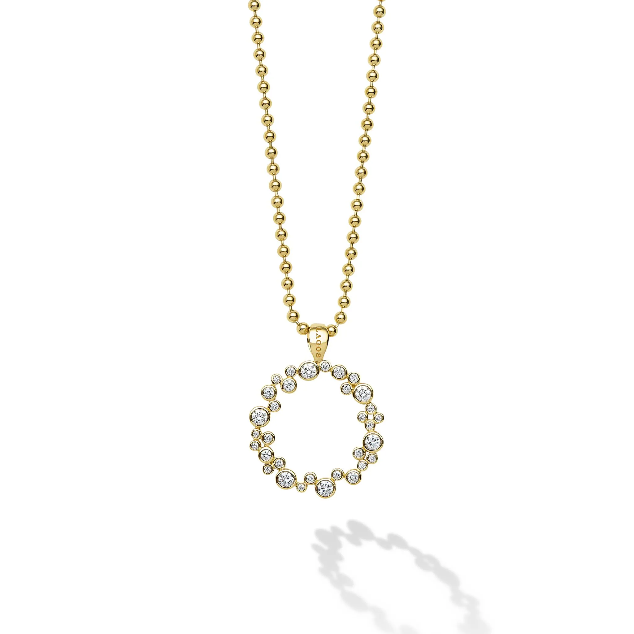 18K Gold Diamond Small Circle Pendant Necklace (Studio) sold by LAGOS