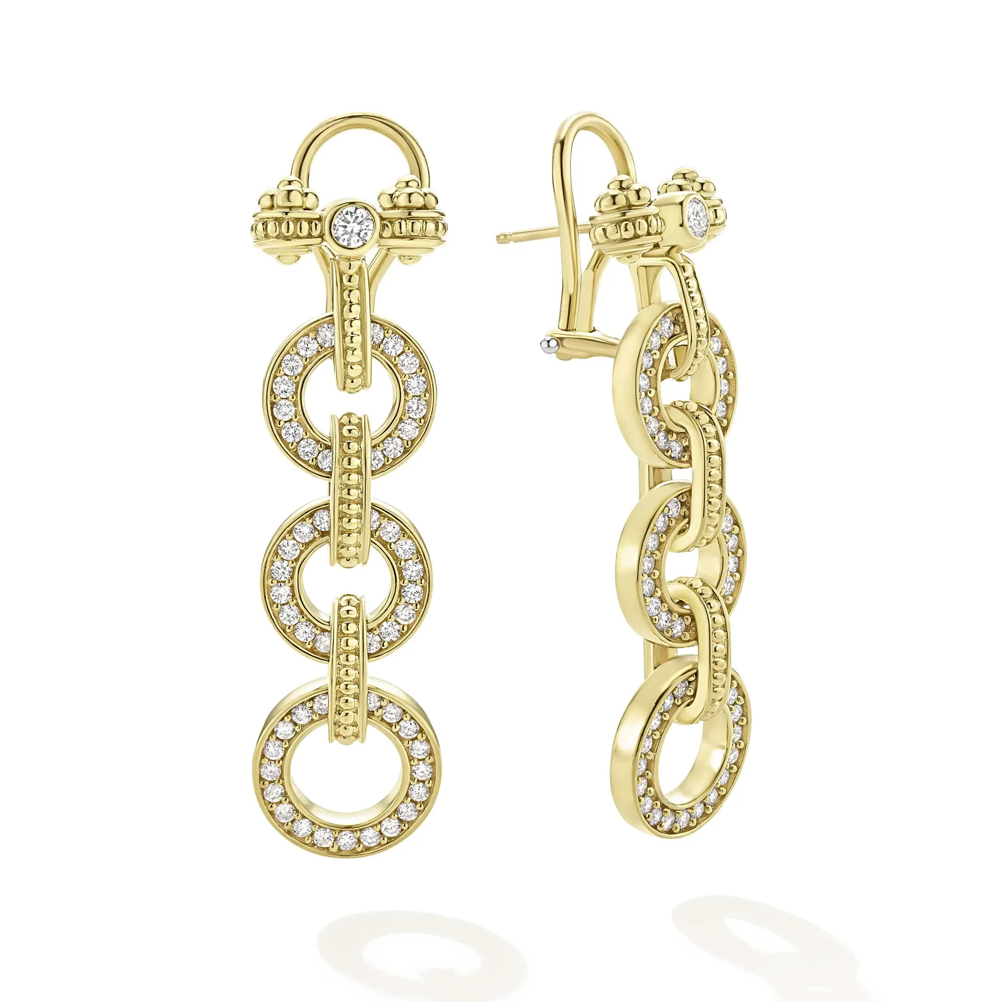 Studio 18K Gold Circle Diamond Drop Earring sold by LAGOS