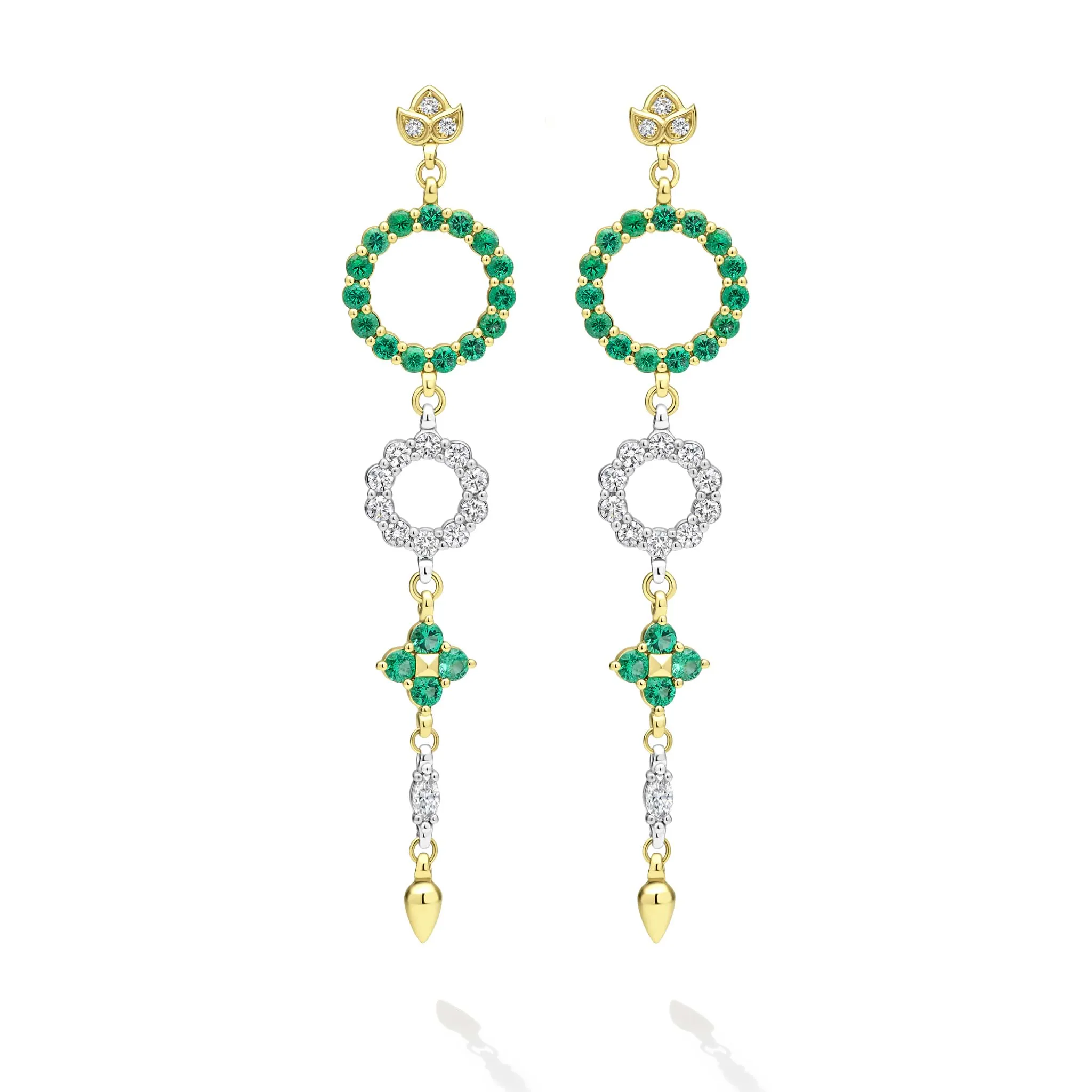 Studio 18K Gold Emerald Diamond Circle Drop Earring sold by LAGOS product image thumbnail 2