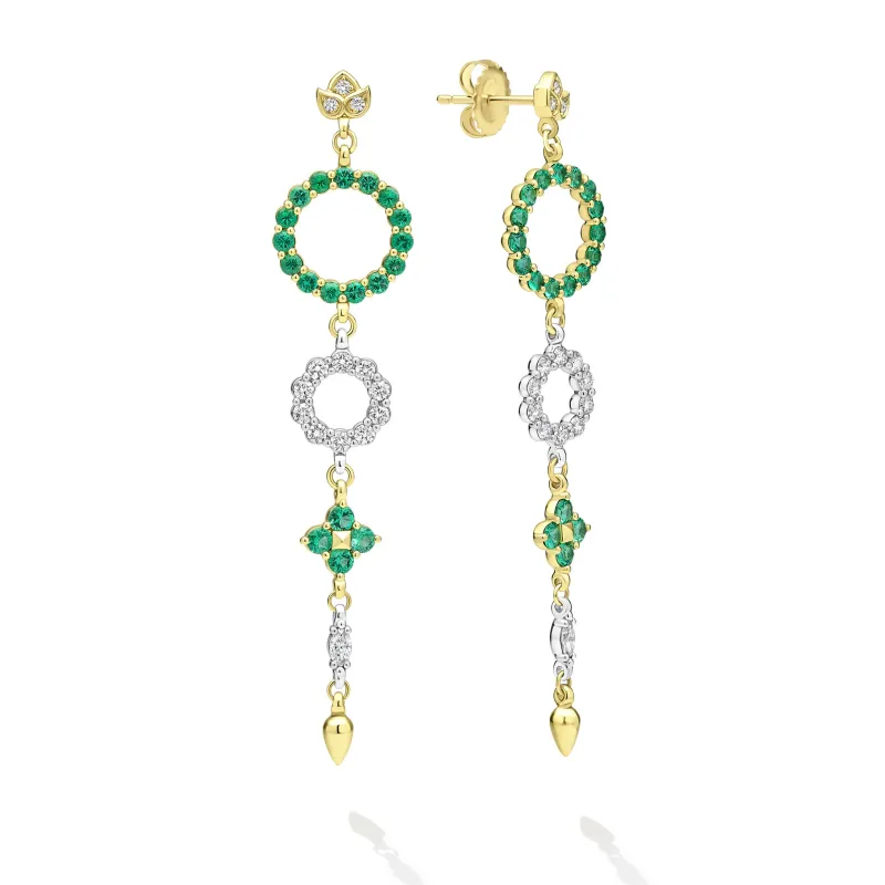 Studio 18K Gold Emerald Diamond Circle Drop Earring sold by LAGOS