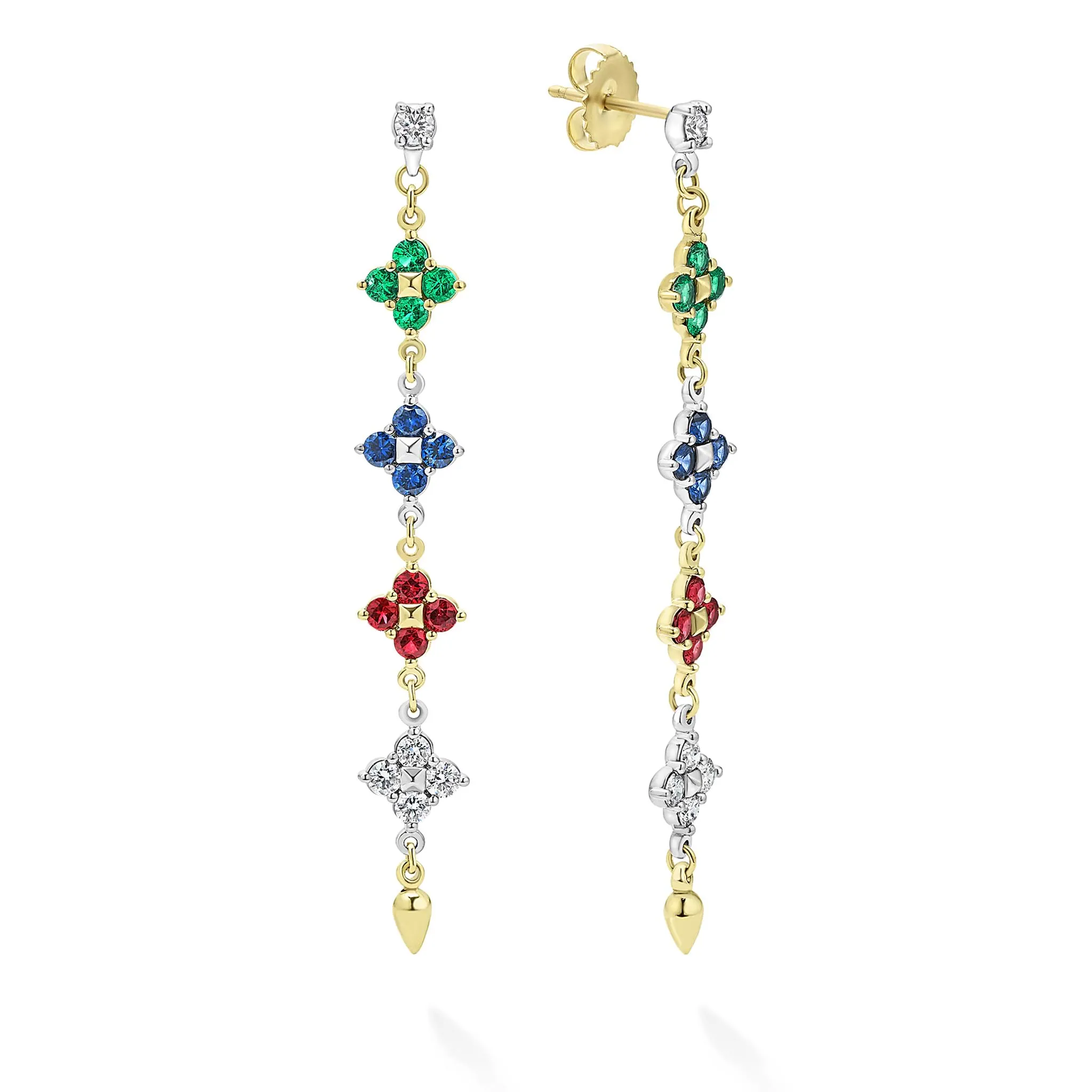 Studio 18K Gold Gemstone and Diamond Drop Earrings sold by LAGOS