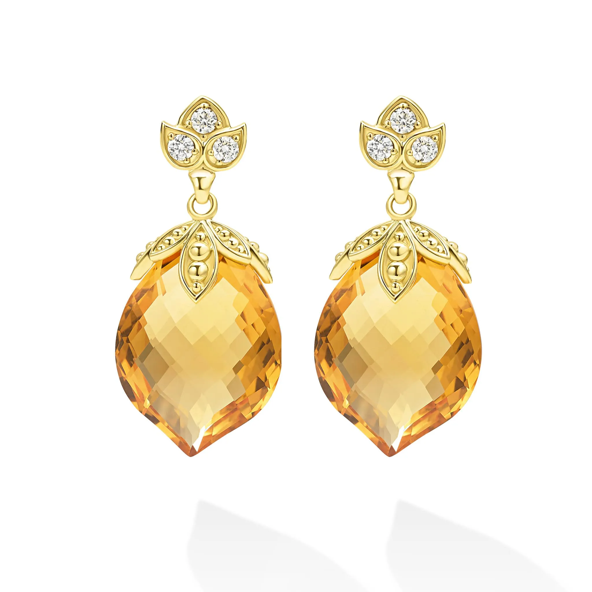 Studio 18K Diamond & Citrine Lotus Drop Earring sold by LAGOS product image thumbnail 2