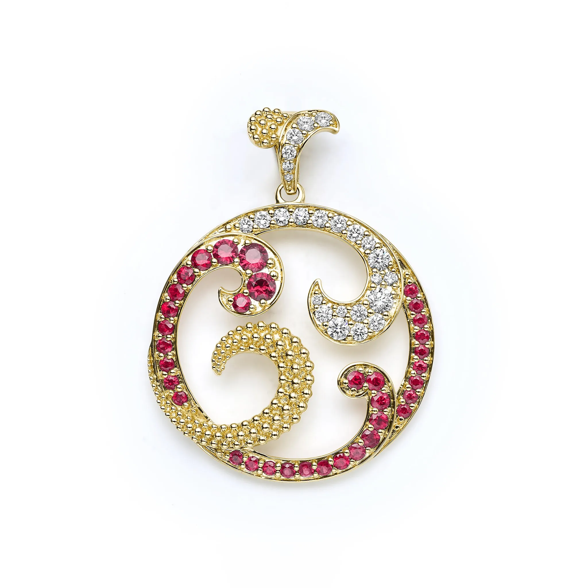 Studio 18K Caviar Gold Ruby Wave Pendant sold by LAGOS