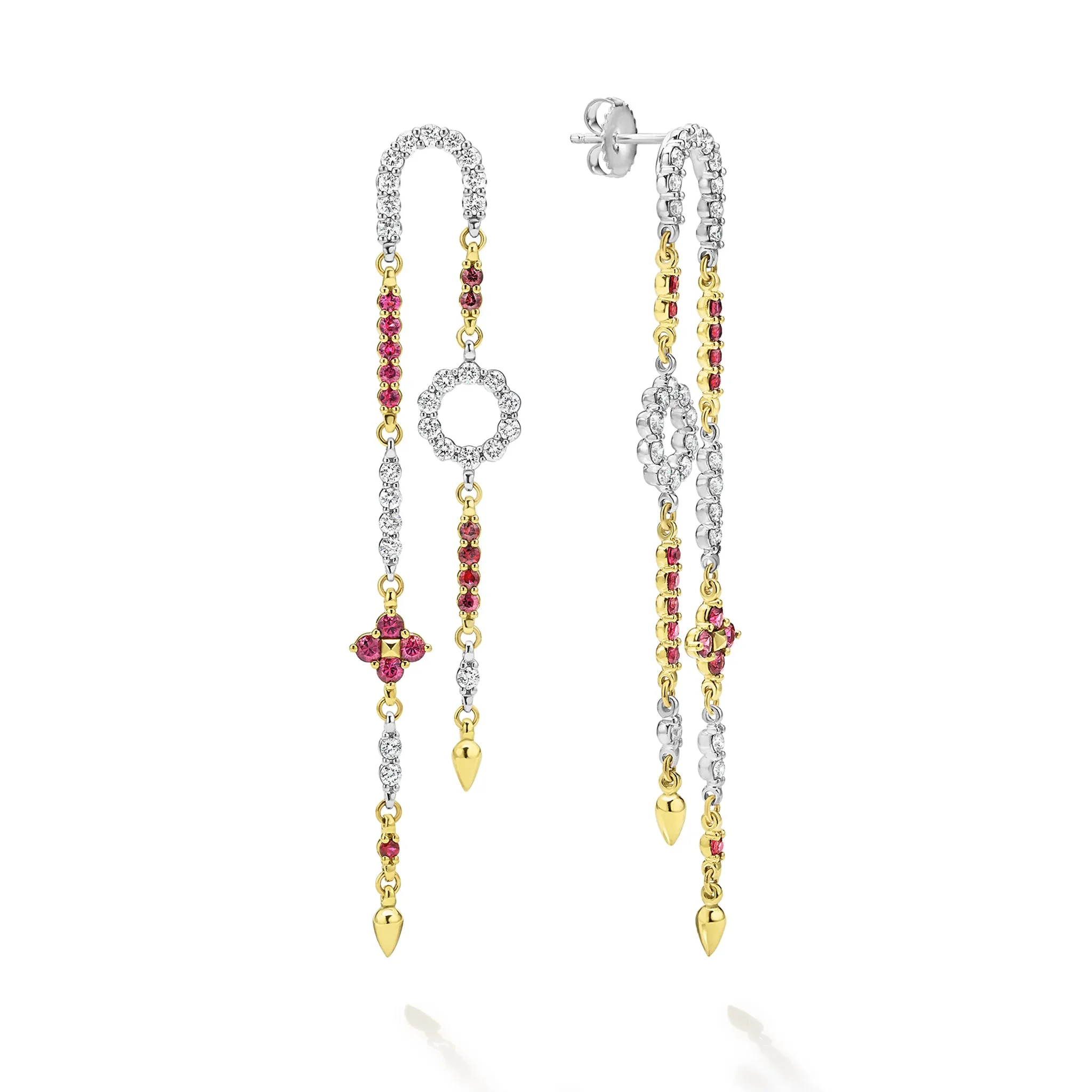 Studio 18K Diamond Ruby Floral Drop Earrings sold by LAGOS