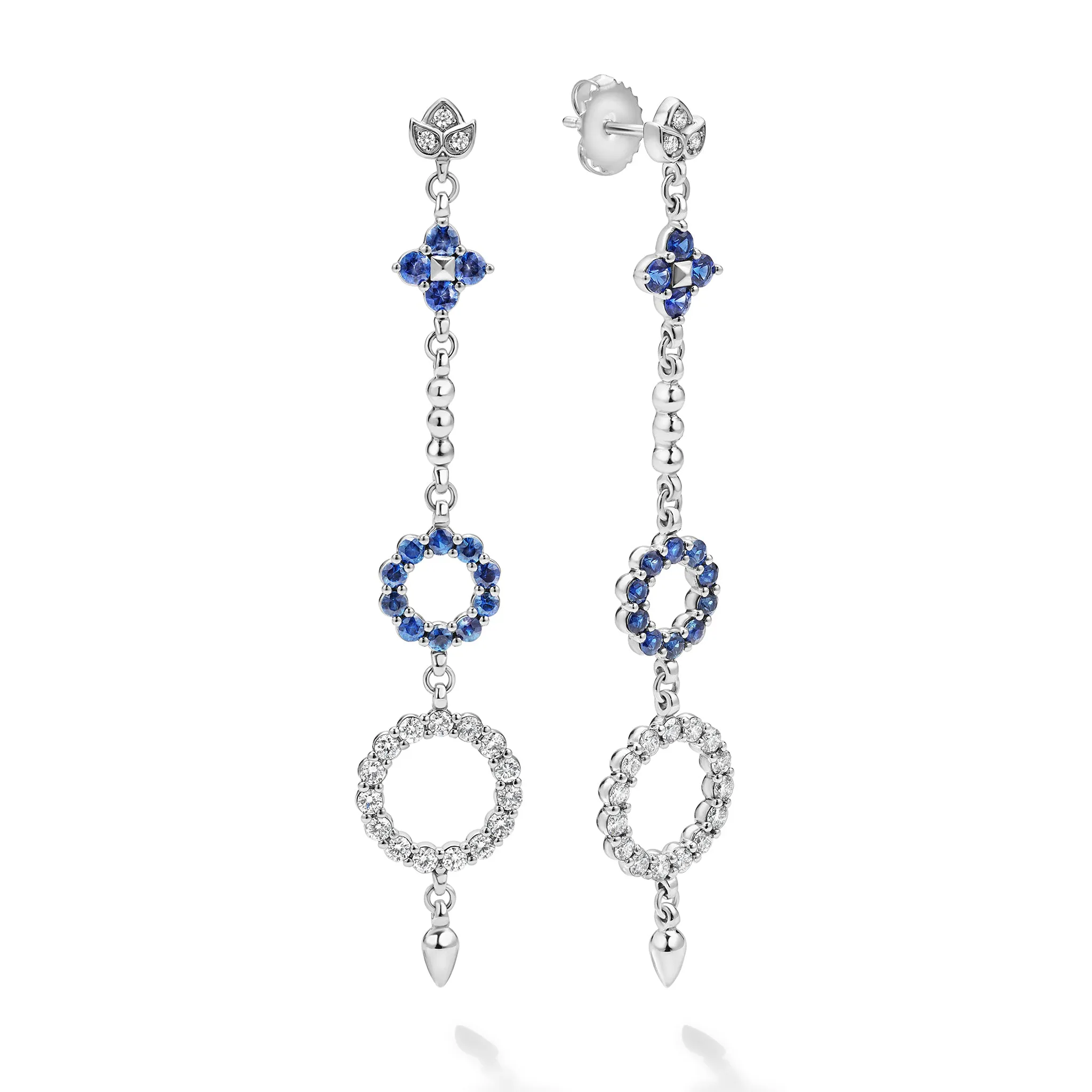 Studio 18K Diamond & Blue Sapphire Mint Lotus Drop Earrings sold by LAGOS product image thumbnail 2