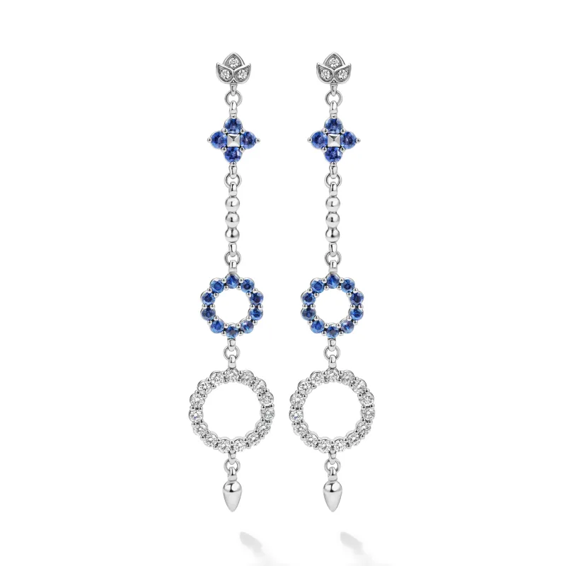 Studio 18K Diamond & Blue Sapphire Mint Lotus Drop Earrings sold by LAGOS