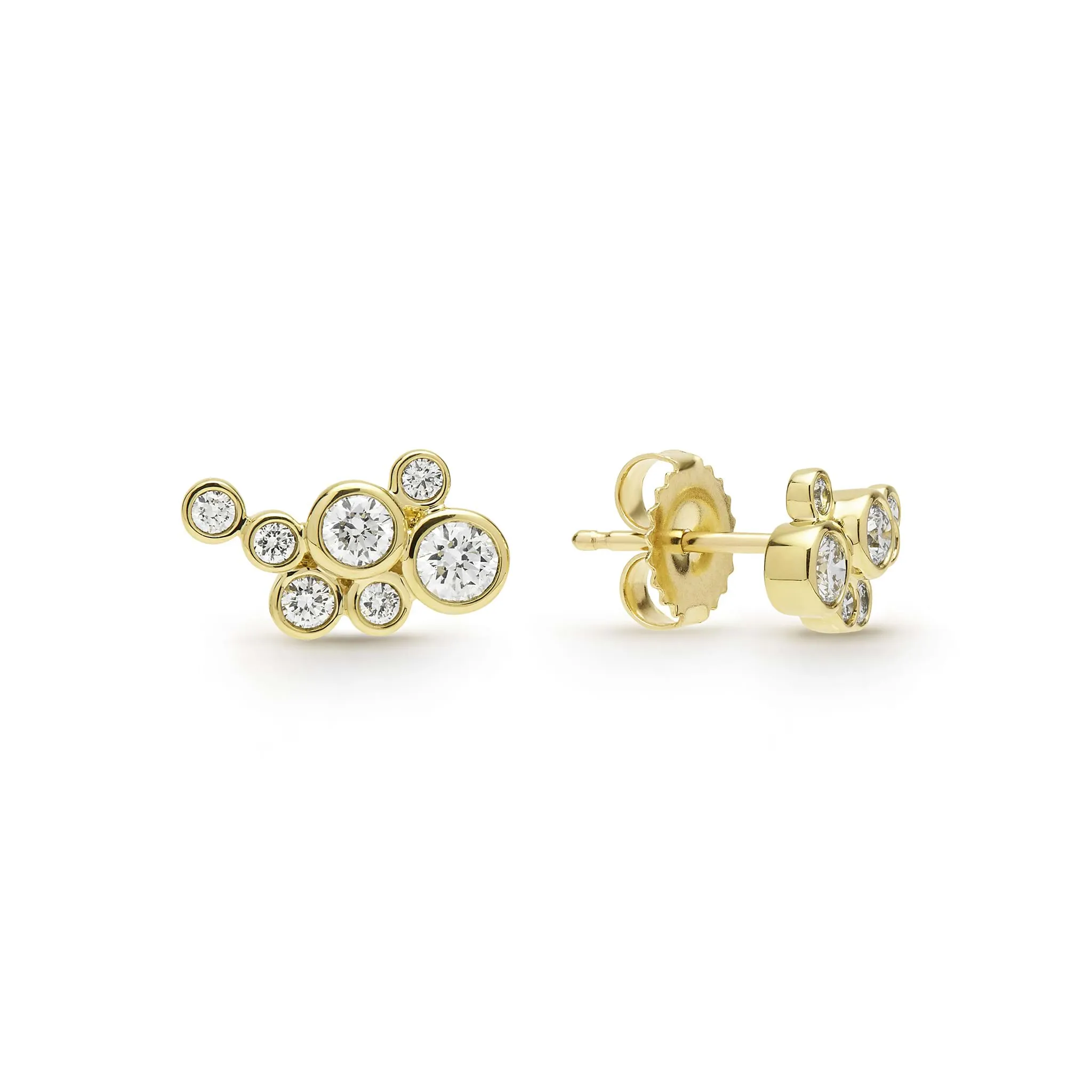 18K Gold Seven Diamond Cluster Stud Earrings (Studio) sold by LAGOS