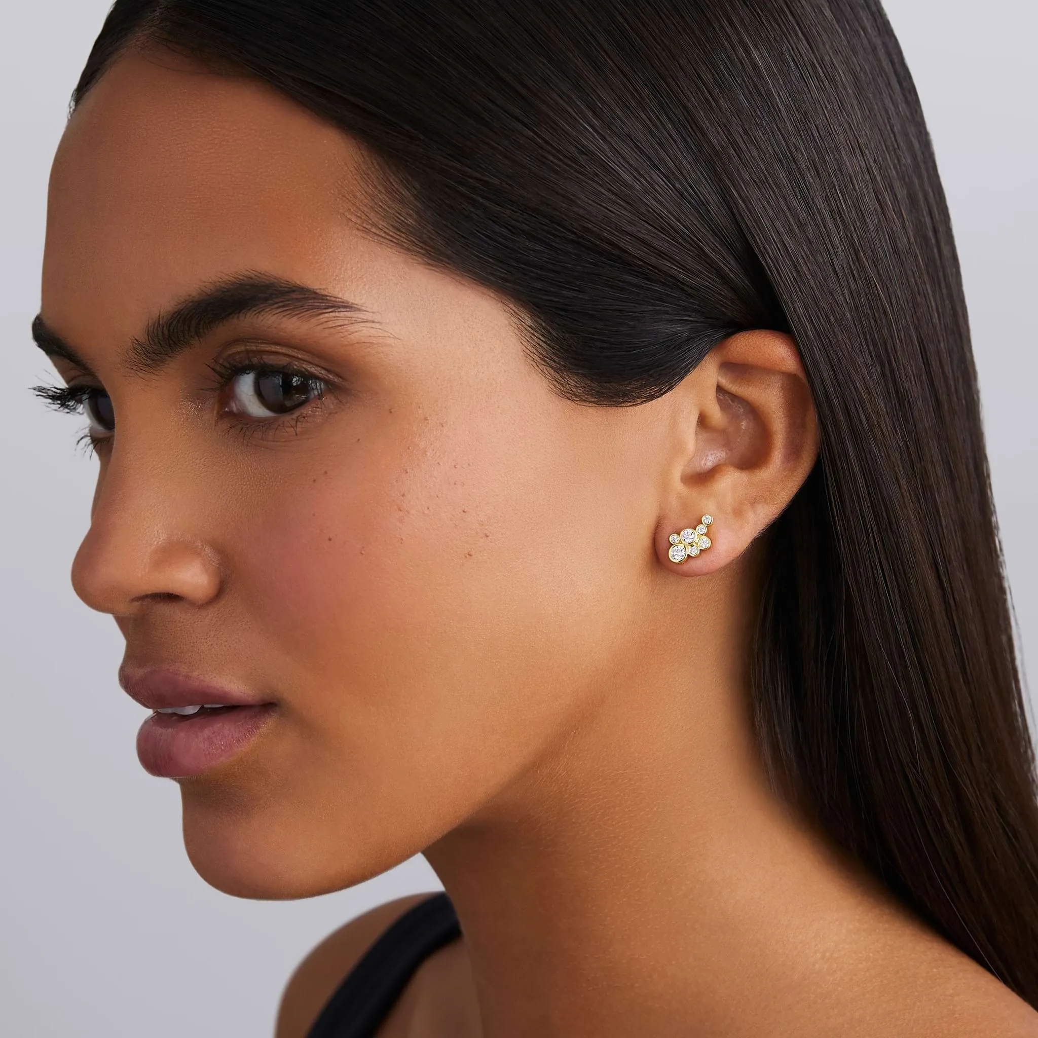 18K Gold Seven Diamond Cluster Stud Earrings (Studio) sold by LAGOS product image thumbnail 2