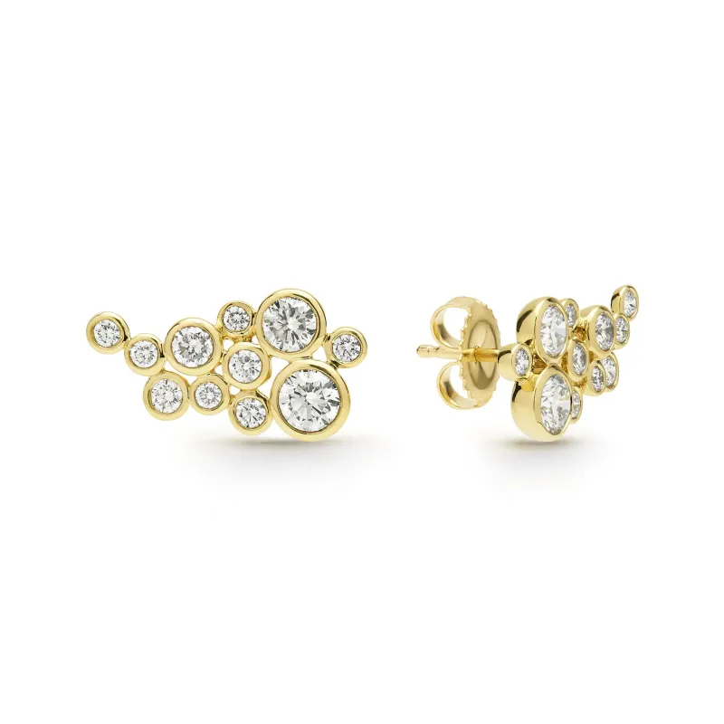 18K Gold Eleven Diamond Cluster Studs (Studio) sold by LAGOS