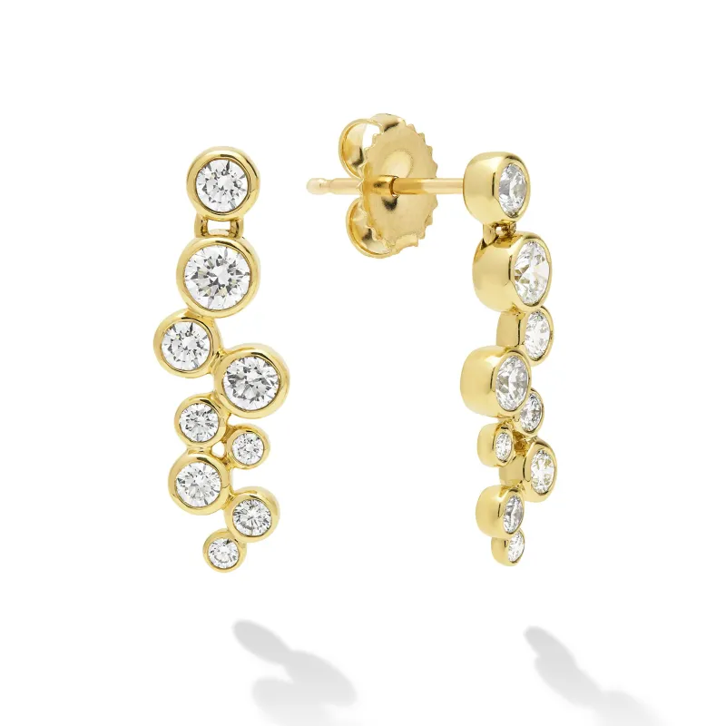 18K Gold Nine Diamond Linear Earrings (Studio) sold by LAGOS