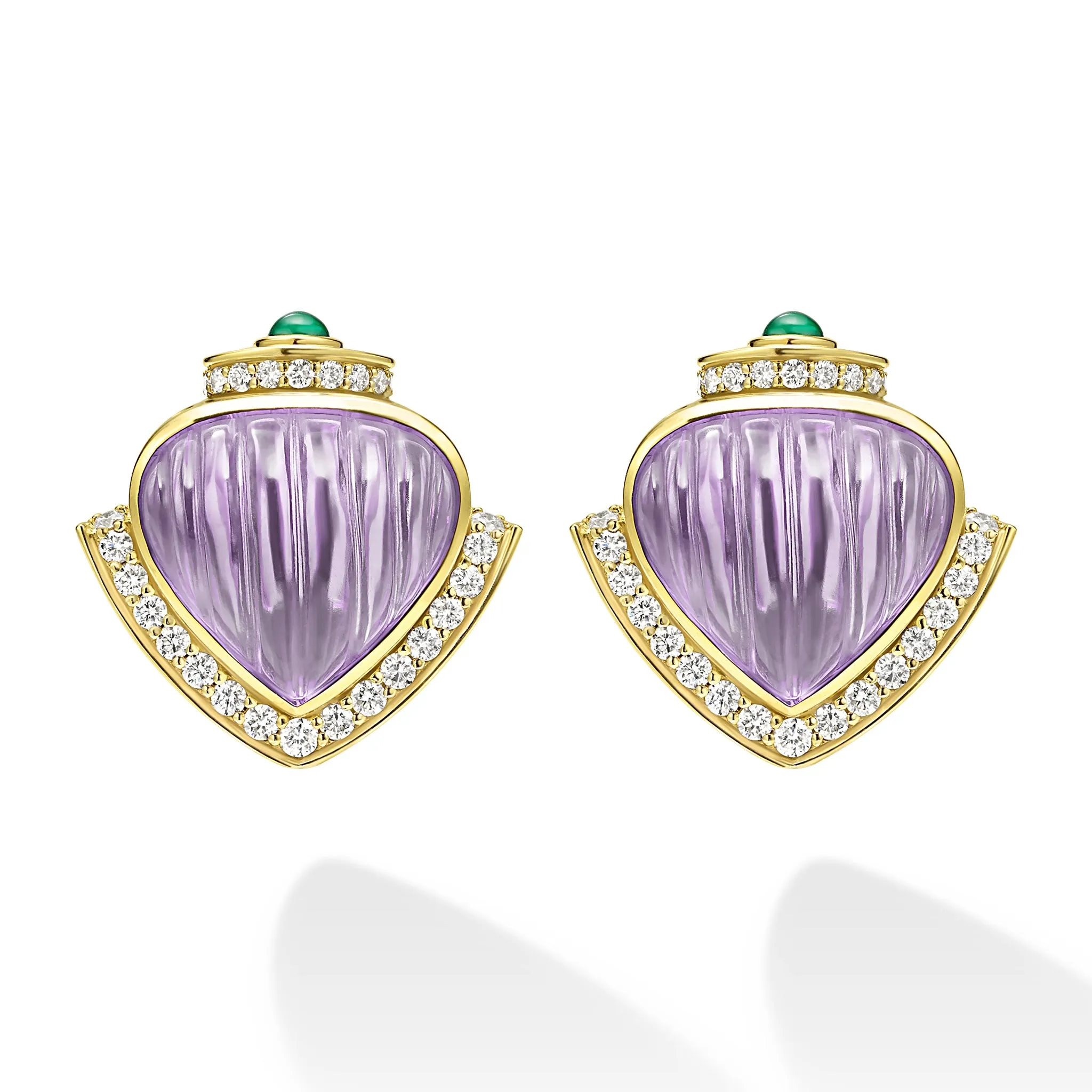 18K Diamond & Amethyst Omega Clip Earrings sold by LAGOS product image thumbnail 2