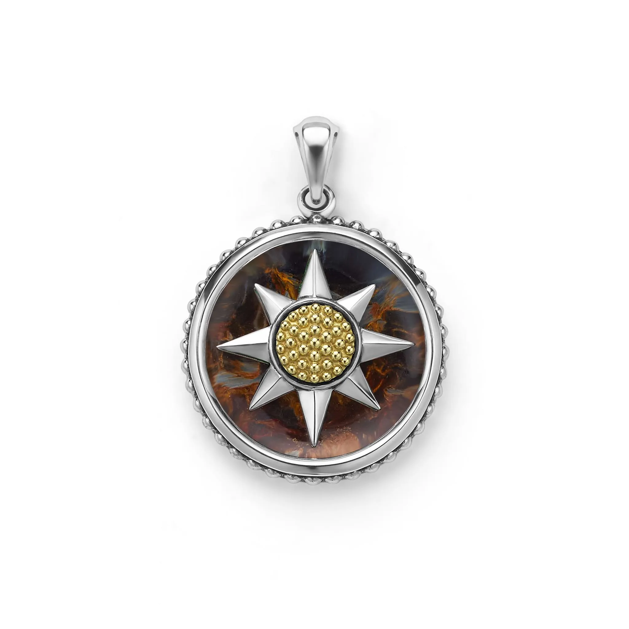 Anthem Two-Tone Pietersite Circle Burst Amulet sold by LAGOS