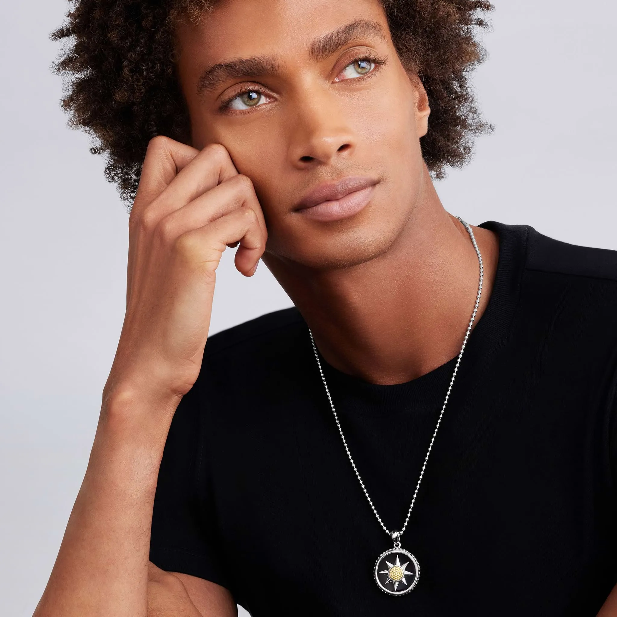 Anthem Two-Tone Black Agate Circle Burst Amulet sold by LAGOS product image thumbnail 2