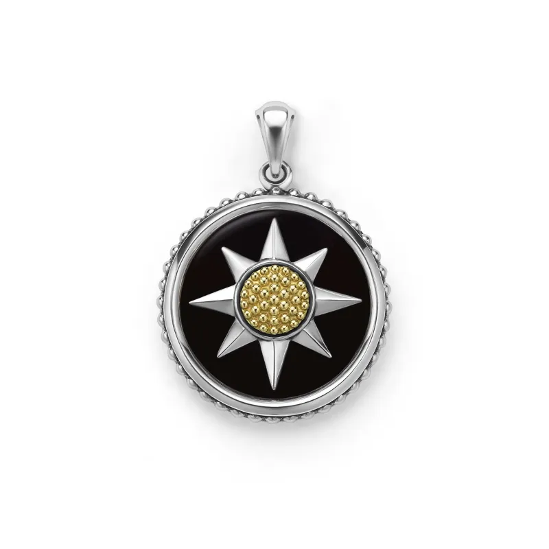 Anthem Two-Tone Black Agate Circle Burst Amulet sold by LAGOS