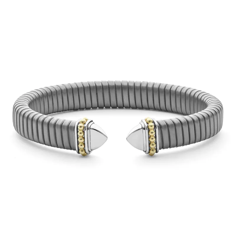 Signature Caviar Titanium Cuff Bracelet | 9mm sold by LAGOS