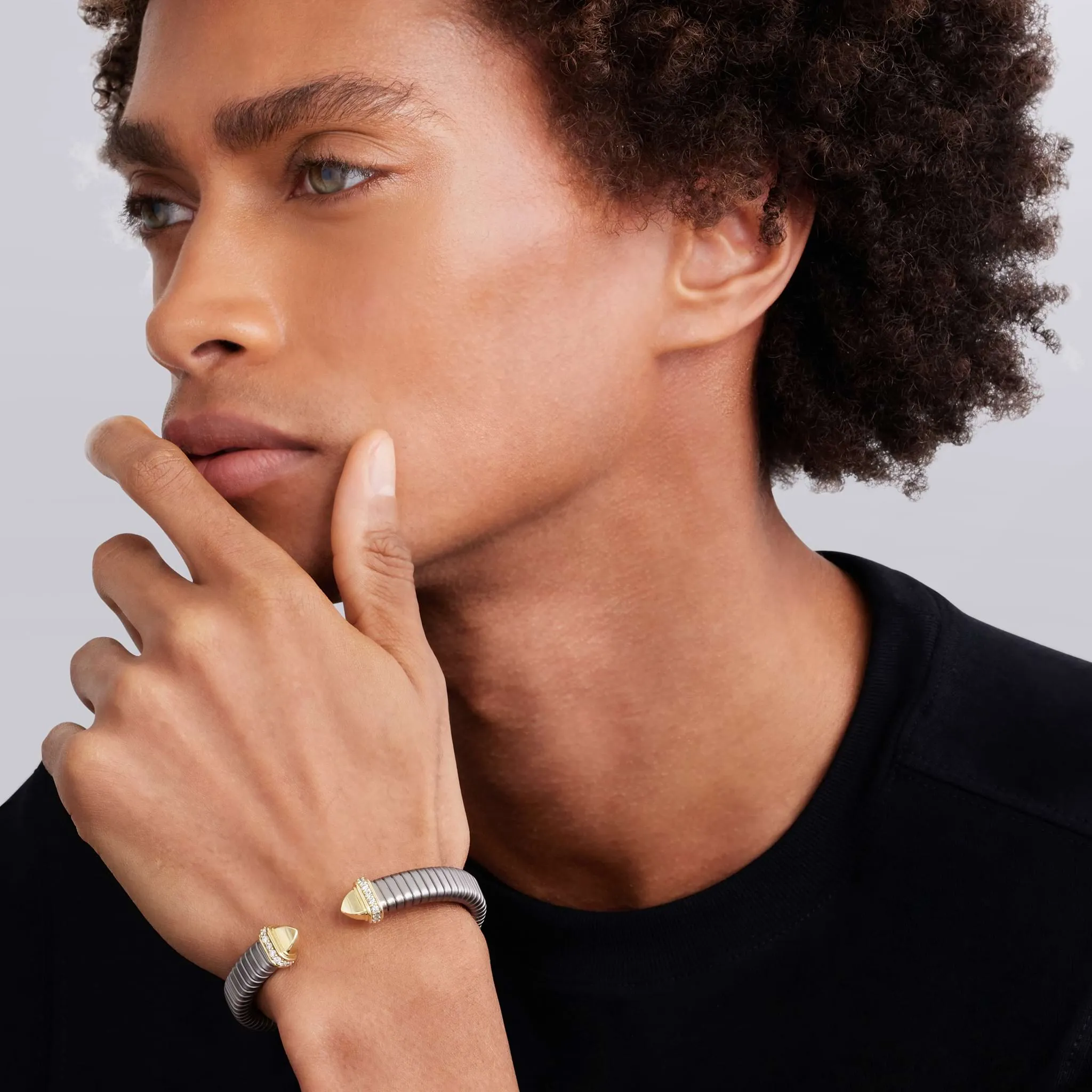 Signature Caviar Titanium Diamond Cuff Bracelet | 9mm sold by LAGOS product image thumbnail 2