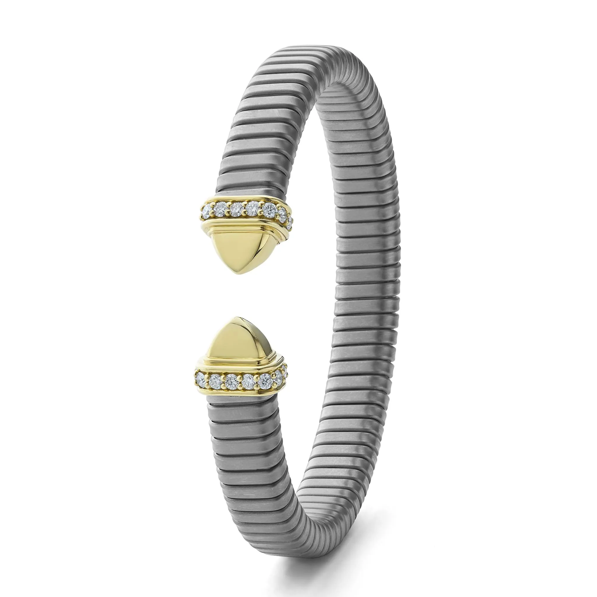 Signature Caviar Titanium Diamond Cuff Bracelet | 9mm sold by LAGOS product image thumbnail 5