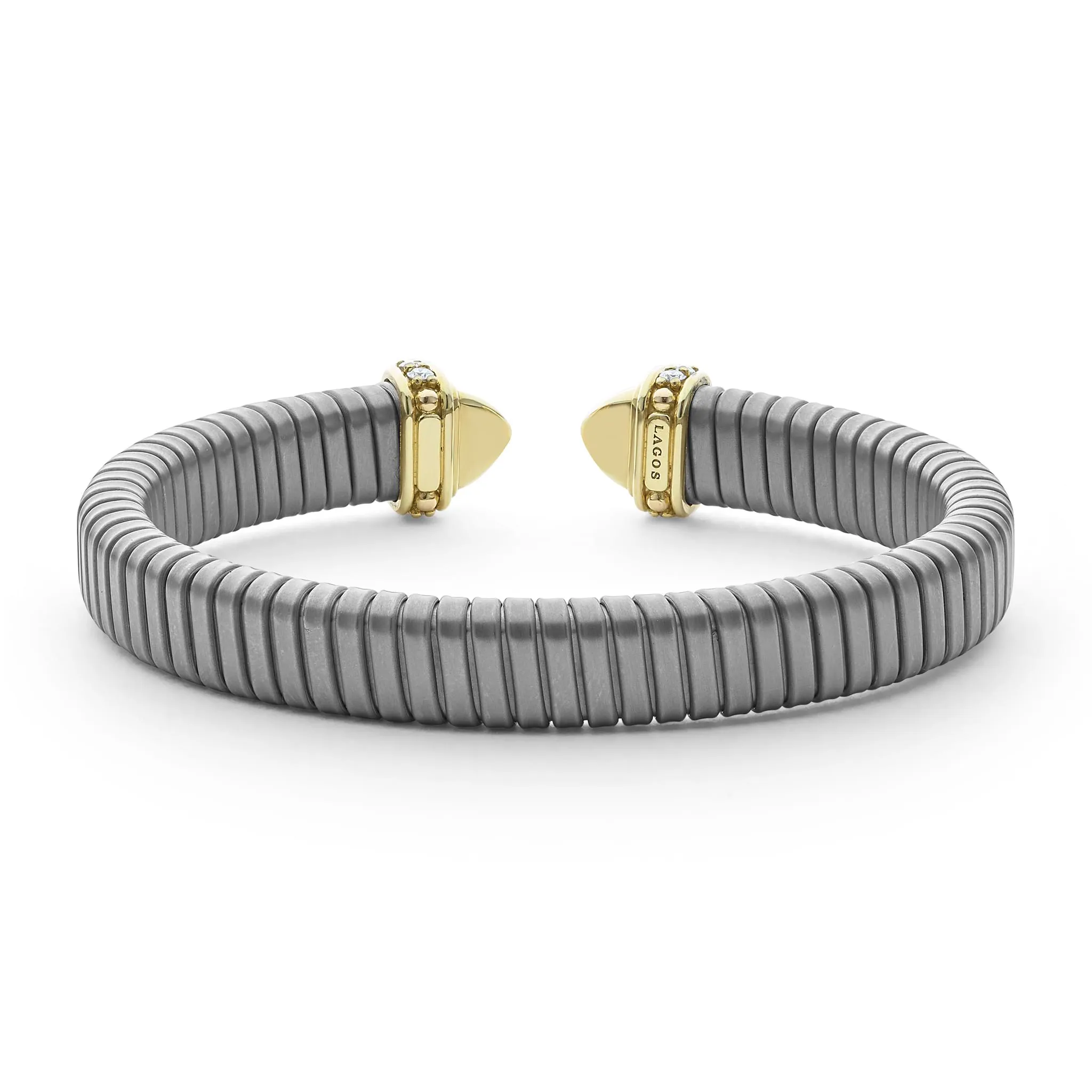 Signature Caviar Titanium Diamond Cuff Bracelet | 9mm sold by LAGOS product image thumbnail 4